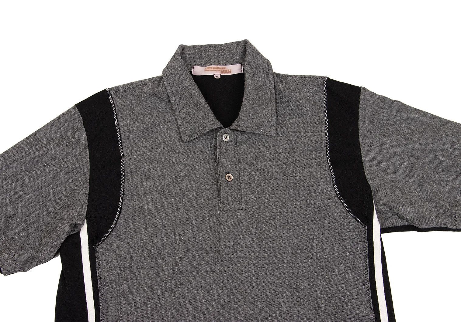 Junya Watanabe Dyed Tape Detail Polo Shirt in Gray and Black, Size M Size US M / EU 48-50 / 2 - 2 Thumbnail