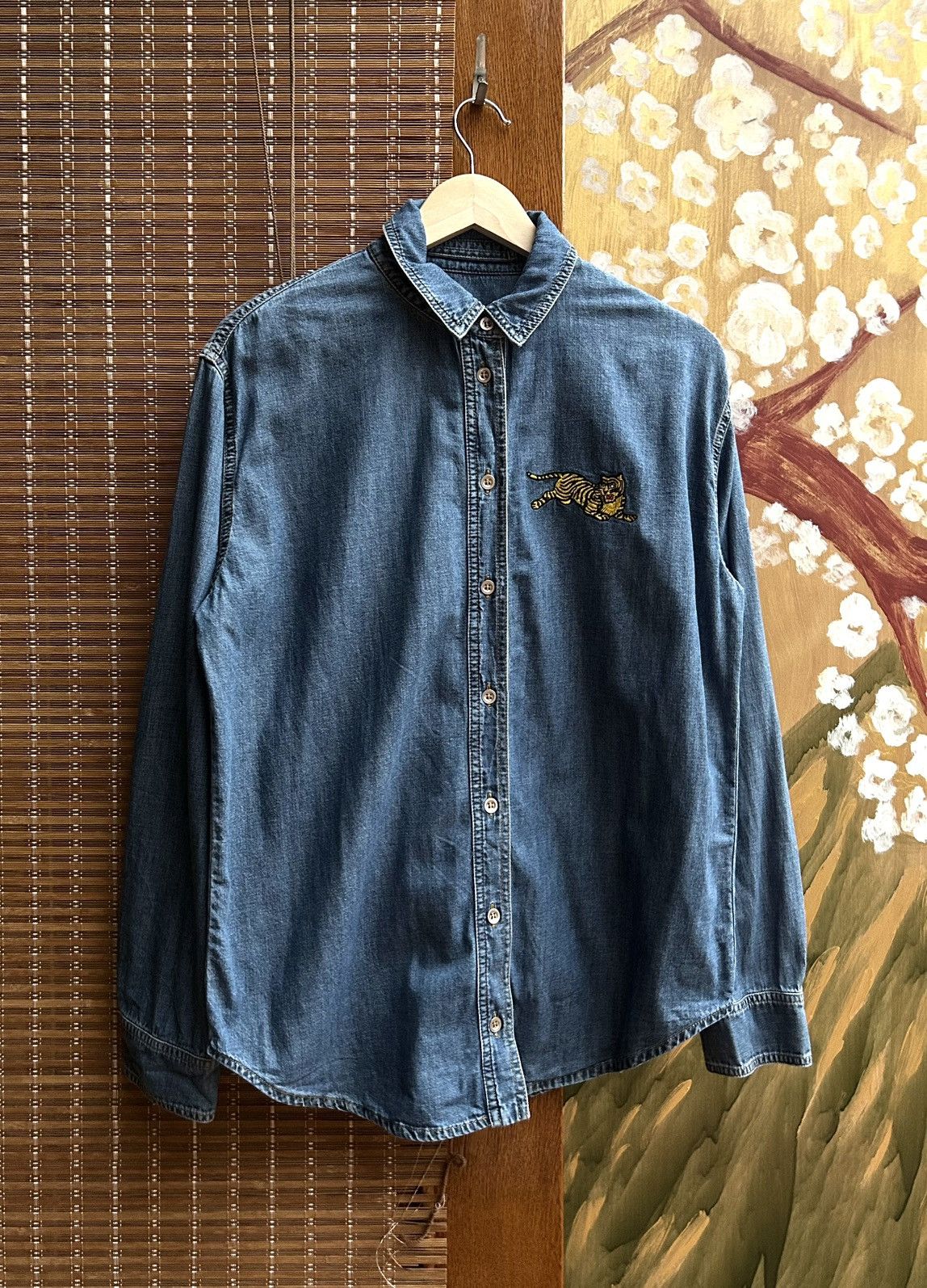 Kenzo Kenzo Paris Embroidered Tiger Denim Long Sleeve Shirt Size S / US 4 / IT 40 - 1 Thumbnail