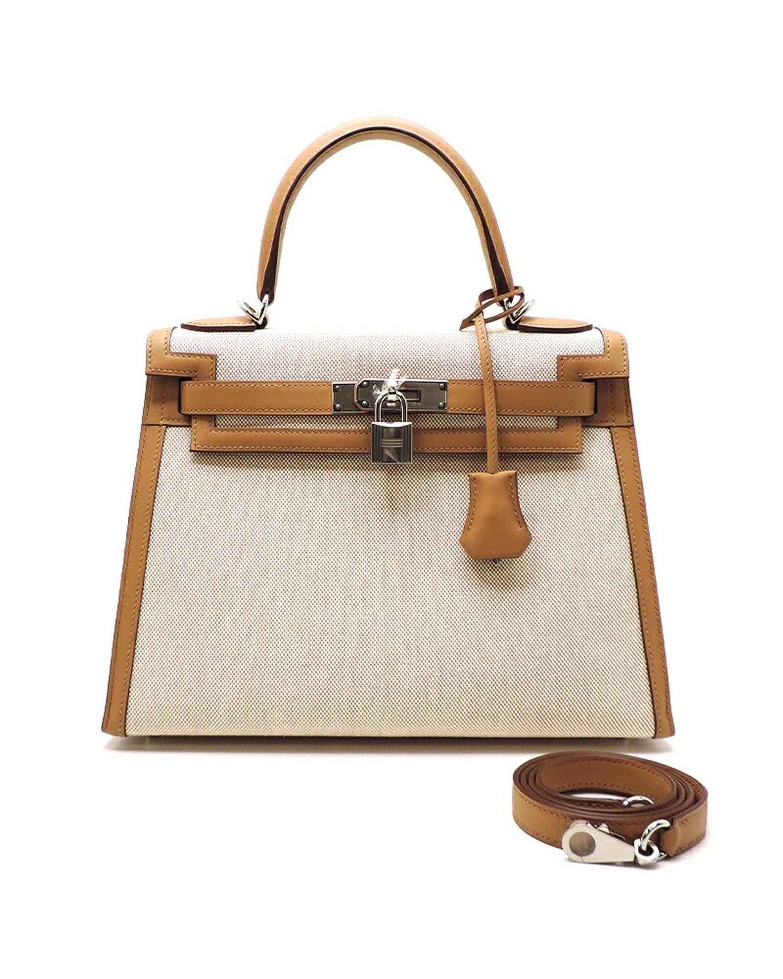 image of Hermes Toile & Swift Kelly 28 Bag In Sa Condition in Brown, Women's