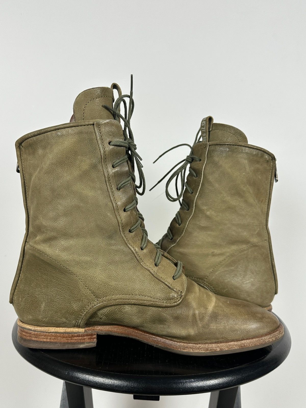 A.S.98 A.S.98. Airstep Olive Green Leather Back Zipper Ankle Boots Size US 11 / IT 41 - 9 Thumbnail