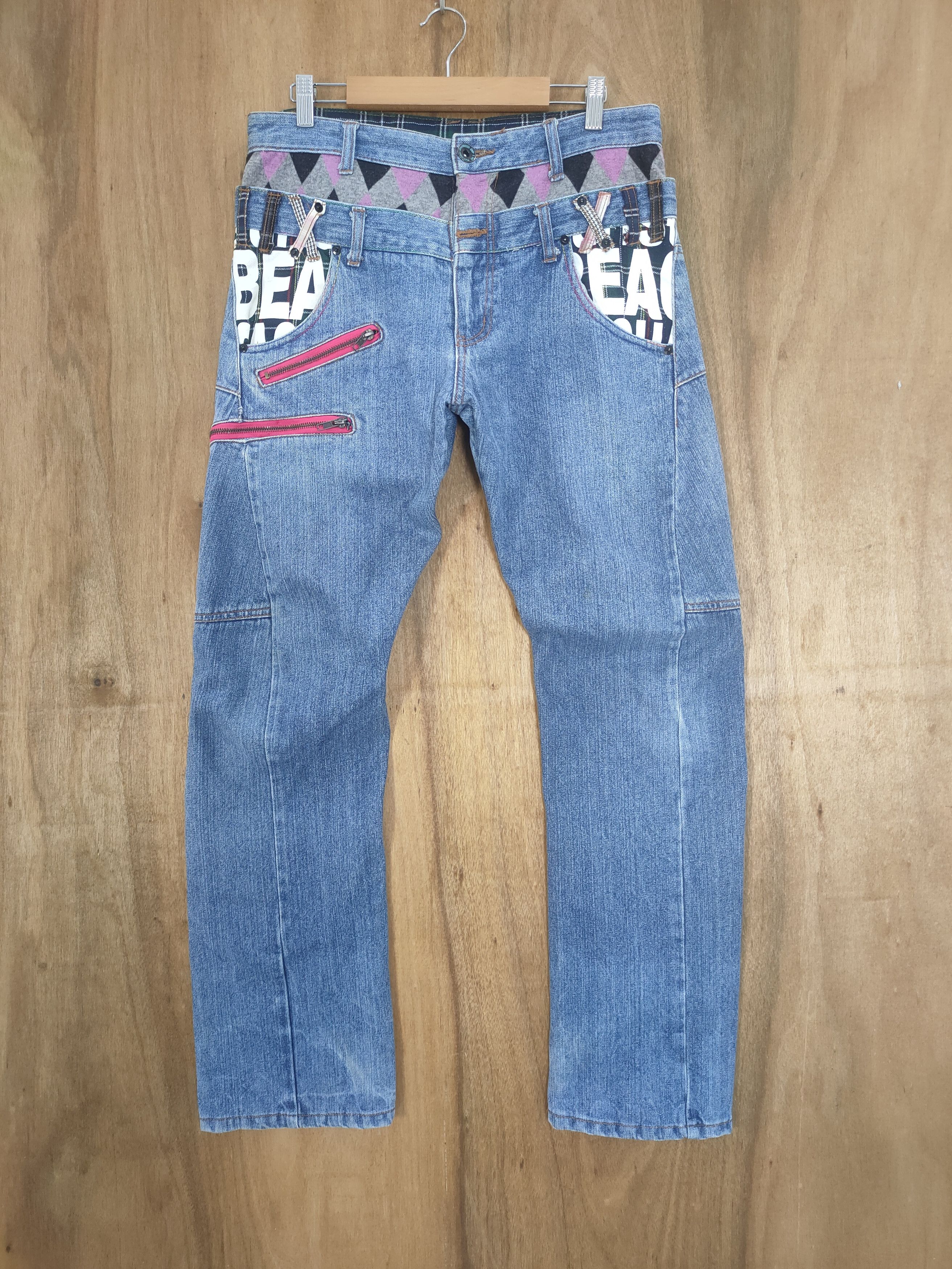 Japanese Brand BEACH DOUBLE WAIST JEAN DENIM CARGO PANTS Size US 32 / EU 48 - 1 Thumbnail