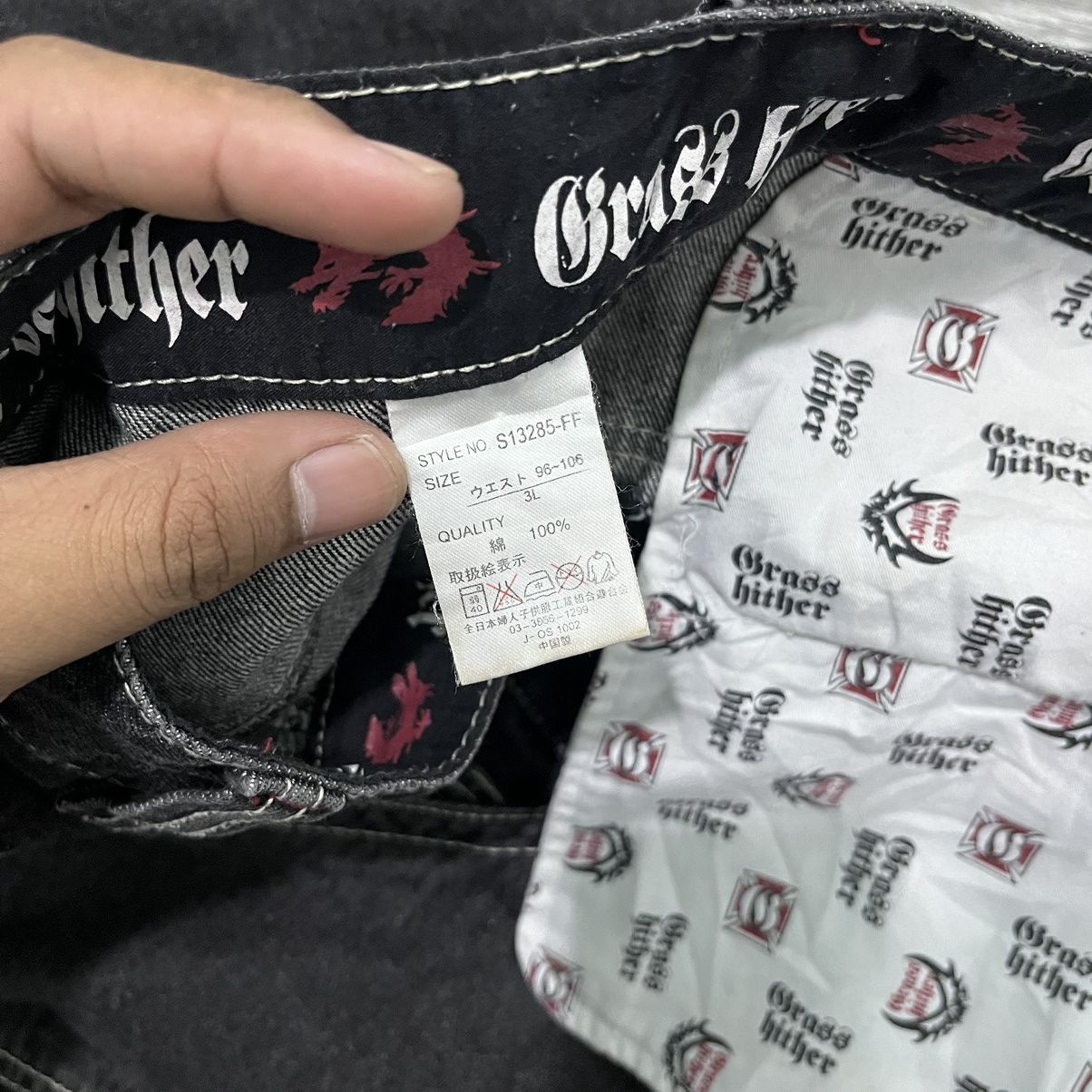 If Six Was Nine 🐲 Grass Hither Embroidery Baggy Cargo Black Denim Pant Size US 40 / EU 56 - 15 Thumbnail