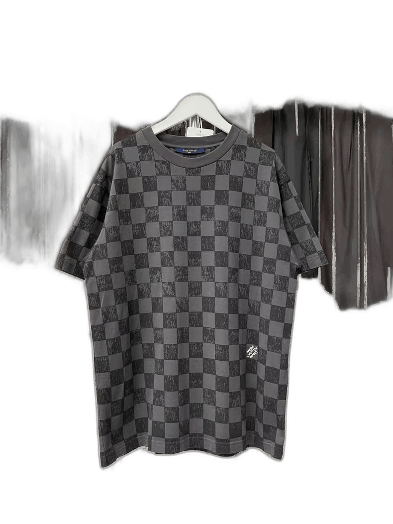 Louis Vuitton Black Gray Short Sleeve Shirt-yf