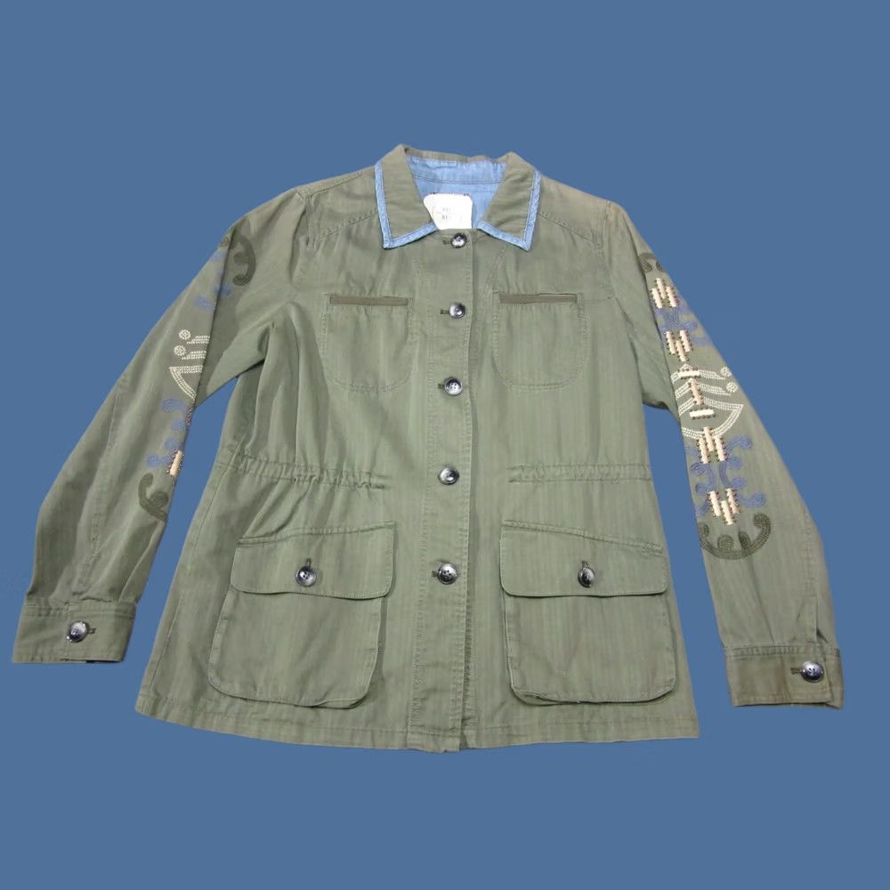 Anthropologie Anthropologie Jacket Womens Medium Olive Green Embroidered Button Front Hei Hei Size M / US 6-8 / IT 42-44 - 1 Thumbnail