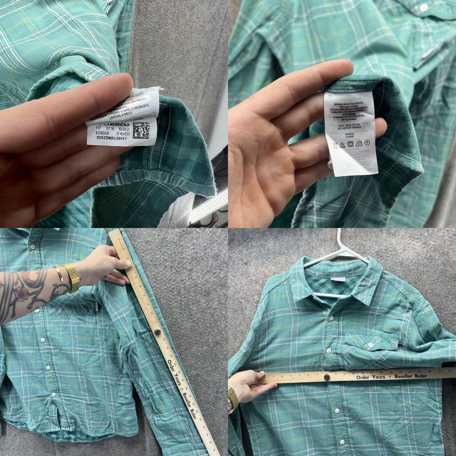 Vintage Columbia Shirt Mens Large Green Plaid Button Down Long Sleeve Cotton Outdoor Size US L / EU 52-54 / 3 - 8 Thumbnail