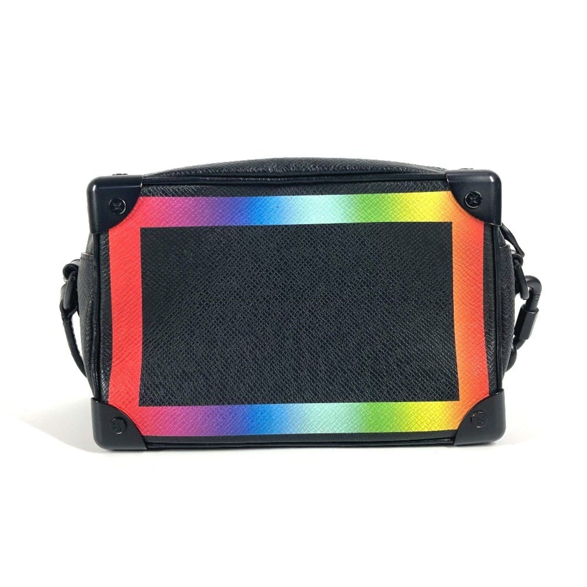Louis Vuitton M30351 Taiga Rainbow Mini Soft Trunk Bag Crossbody Pochette Shoulder Leather Men's Women's Black