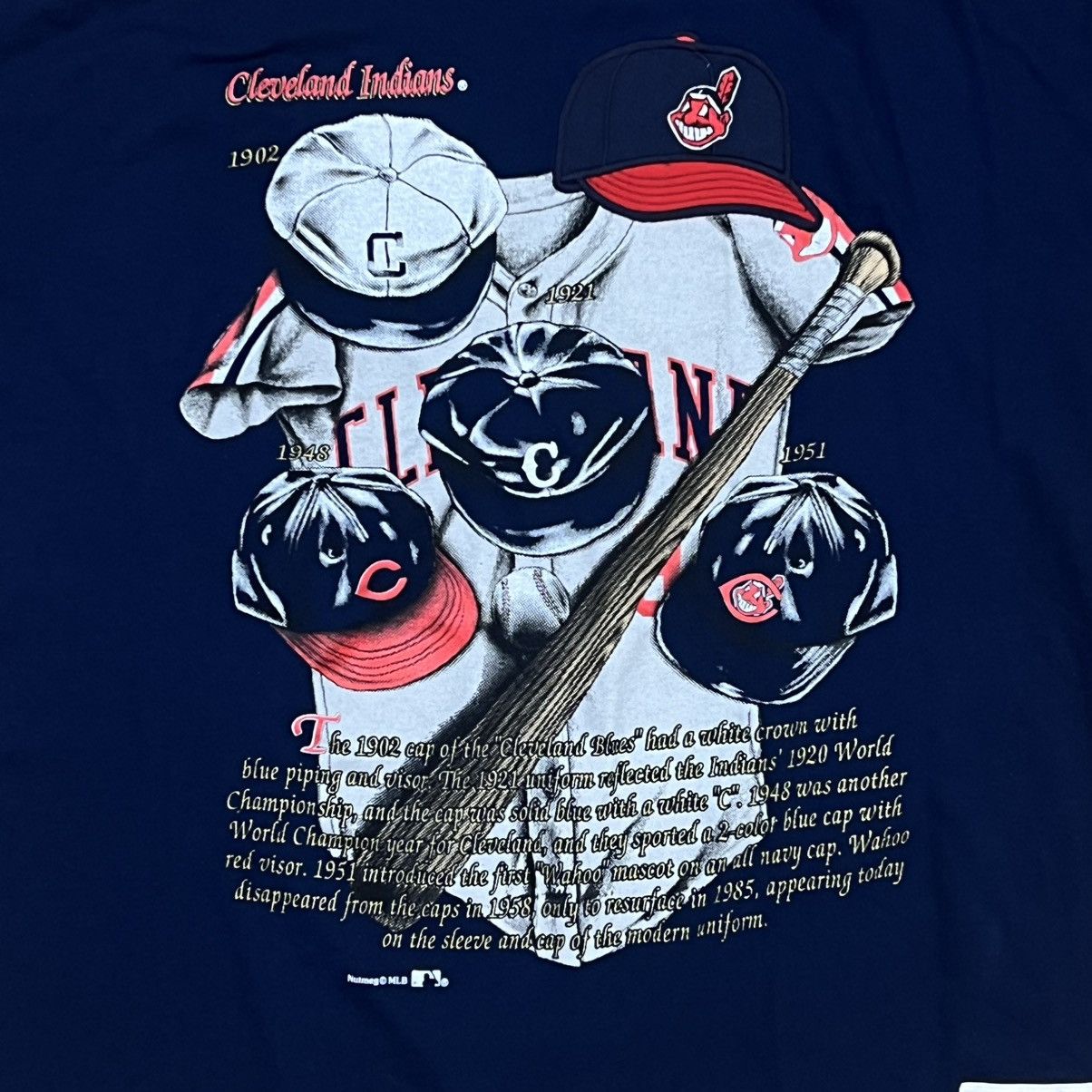 Nutmeg Vintage Cleveland Indians Nutmeg Navy Blue XL T Shirt Size US XL / EU 56 / 4 - 1 Thumbnail