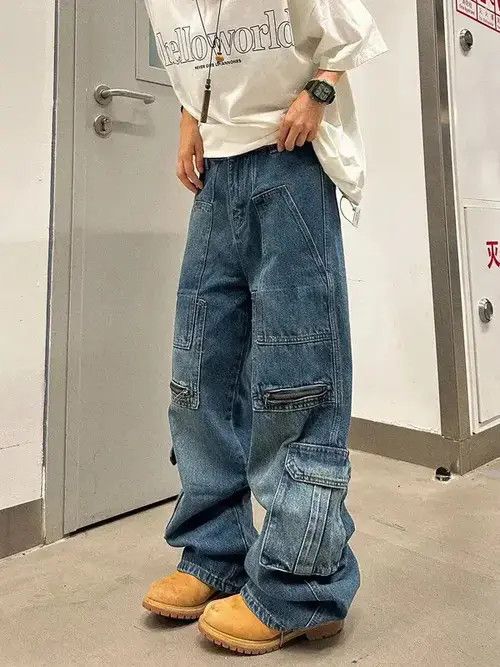 Jean Streetwear Patchwork Wide Leg Jeans Size US 32 / EU 48 - 3 Thumbnail