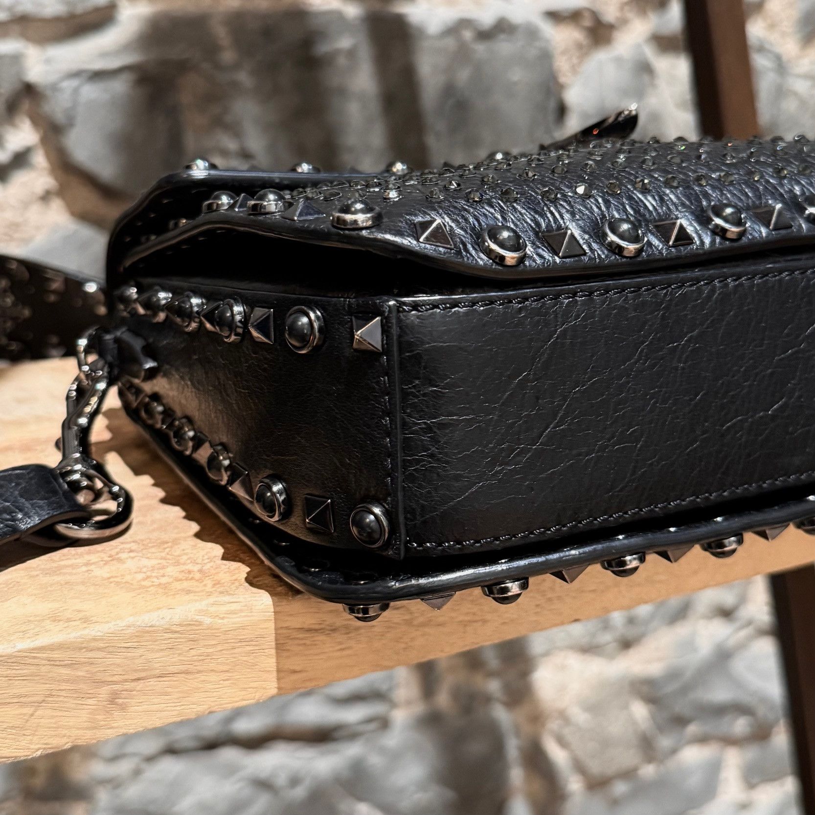 Valentino Valentino Black Star Crystal Rolling Rockstud Crossbody Bag Size ONE SIZE - 9 Thumbnail