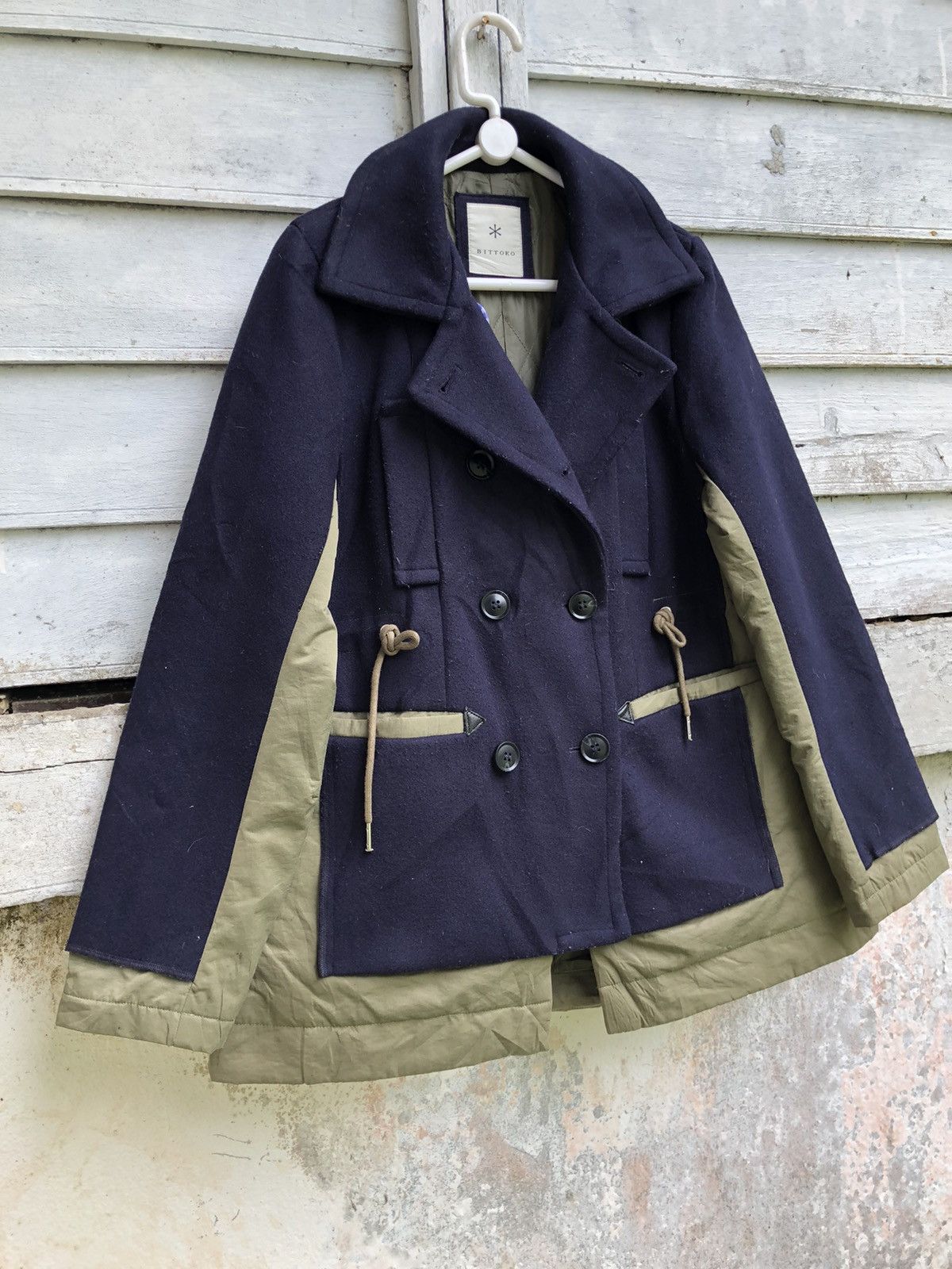 Designer × Japanese Brand Bittoko Double Breast Reconstruct Nylon Wool Jacket Size S / US 4 / IT 40 - 3 Thumbnail