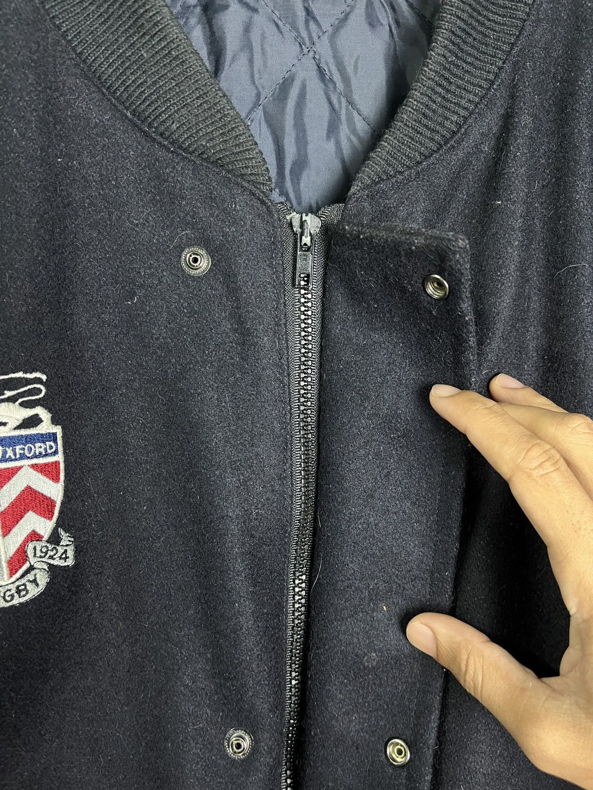 Vintage Cotton Oxford Wool Varsity Jacket Made in England Size US L / EU 52-54 / 3 - 9 Thumbnail