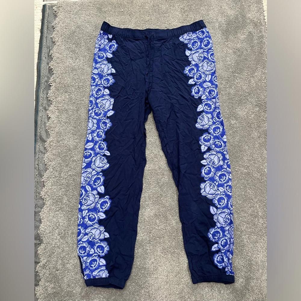 Designer Aerie blue and purple floral jogger pants Size 32" / US 10 / IT 46 - 1 Thumbnail
