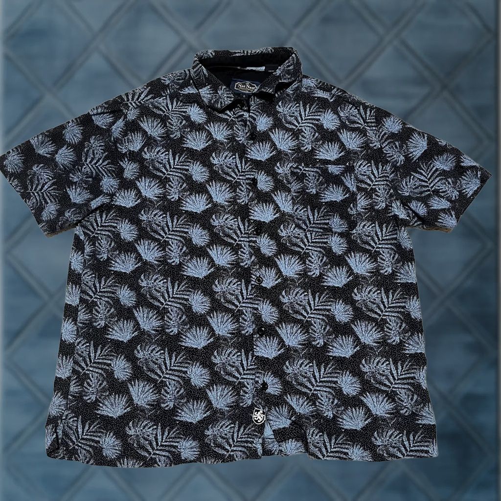 Nat Nast Nat Nast Shirt Hawaiian Silk Black Blue Button Up Camp Mens Large All Over Print Size US L / EU 52-54 / 3 - 1 Thumbnail
