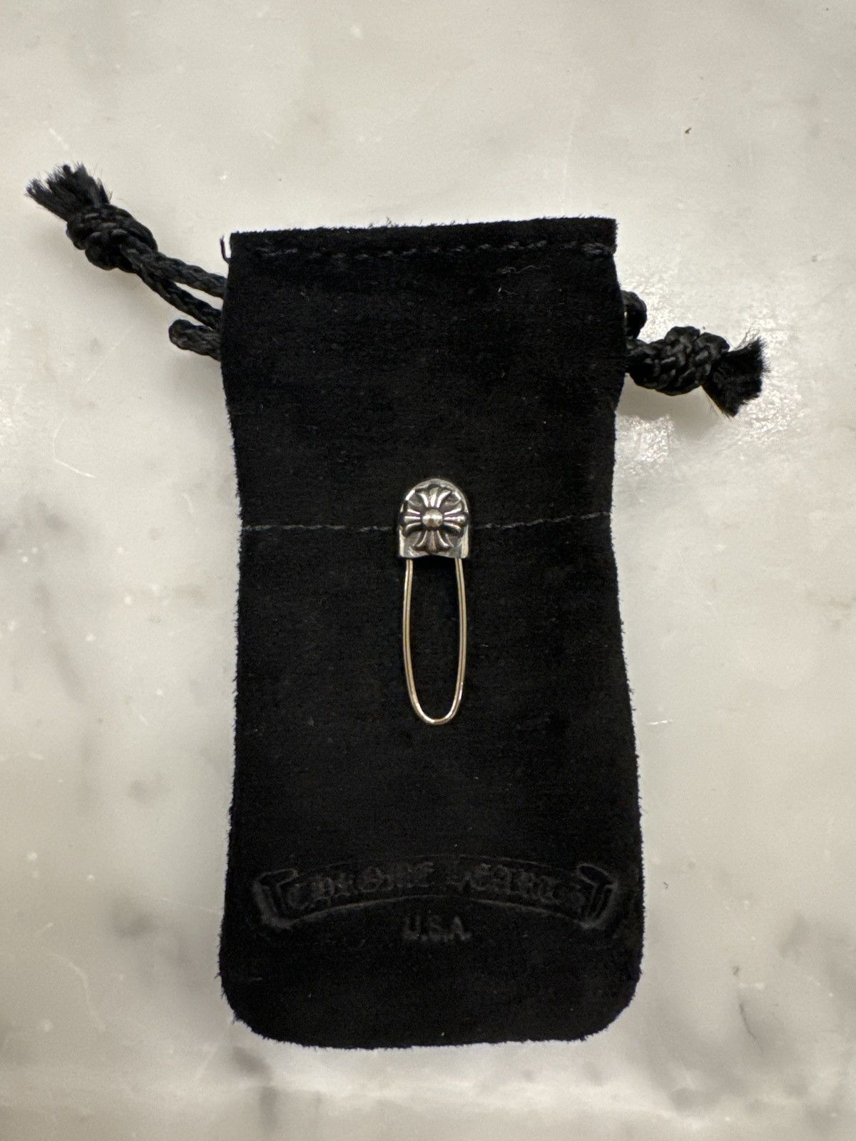 image of Chrome Hearts Safety Pin Earring in Silver, Men's