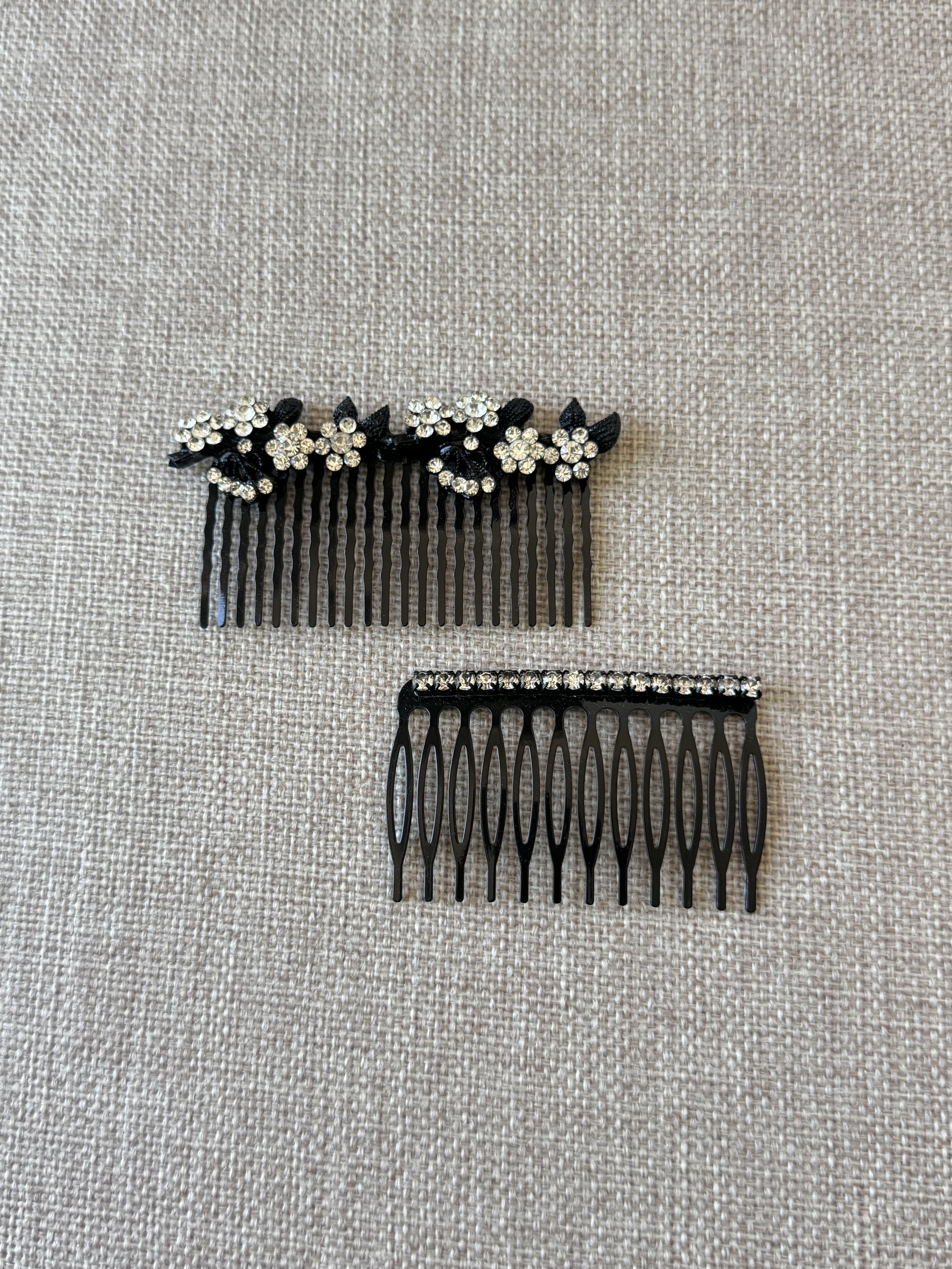 Other Black Rhinestone Floral Hair Comb Set Size ONE SIZE - 3 Thumbnail