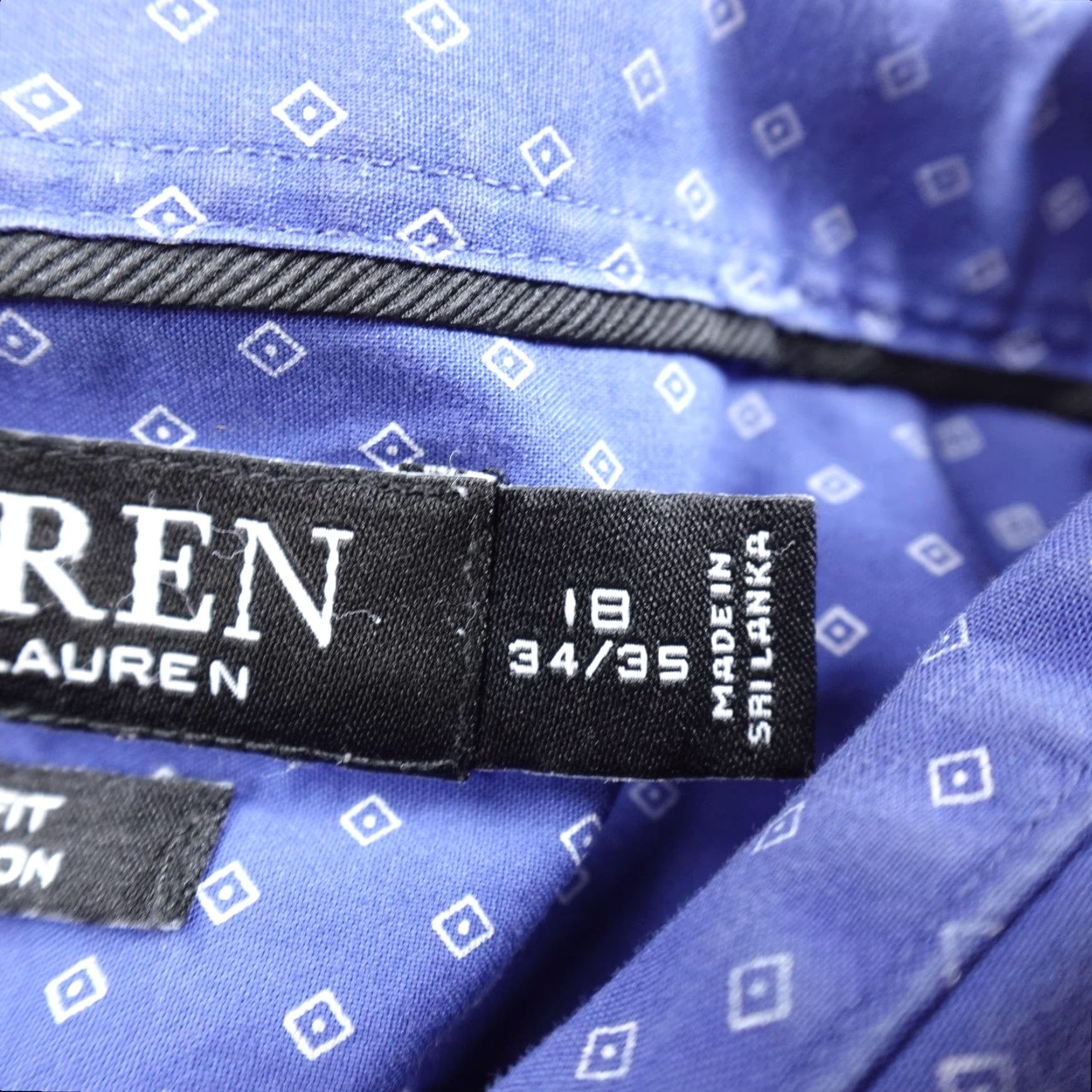Ralph Lauren Ralph Lauren Shirt Mens 18 34/35 Blue Geometric Argyle Slim Fit Dress Button Up Shirt Size 48R - 5 Thumbnail