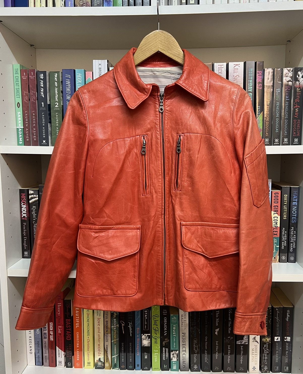 image of Genuine Leather x Sports Specialties Sisii Japanese Leather Jacket in Orange, Men's (Size Small)