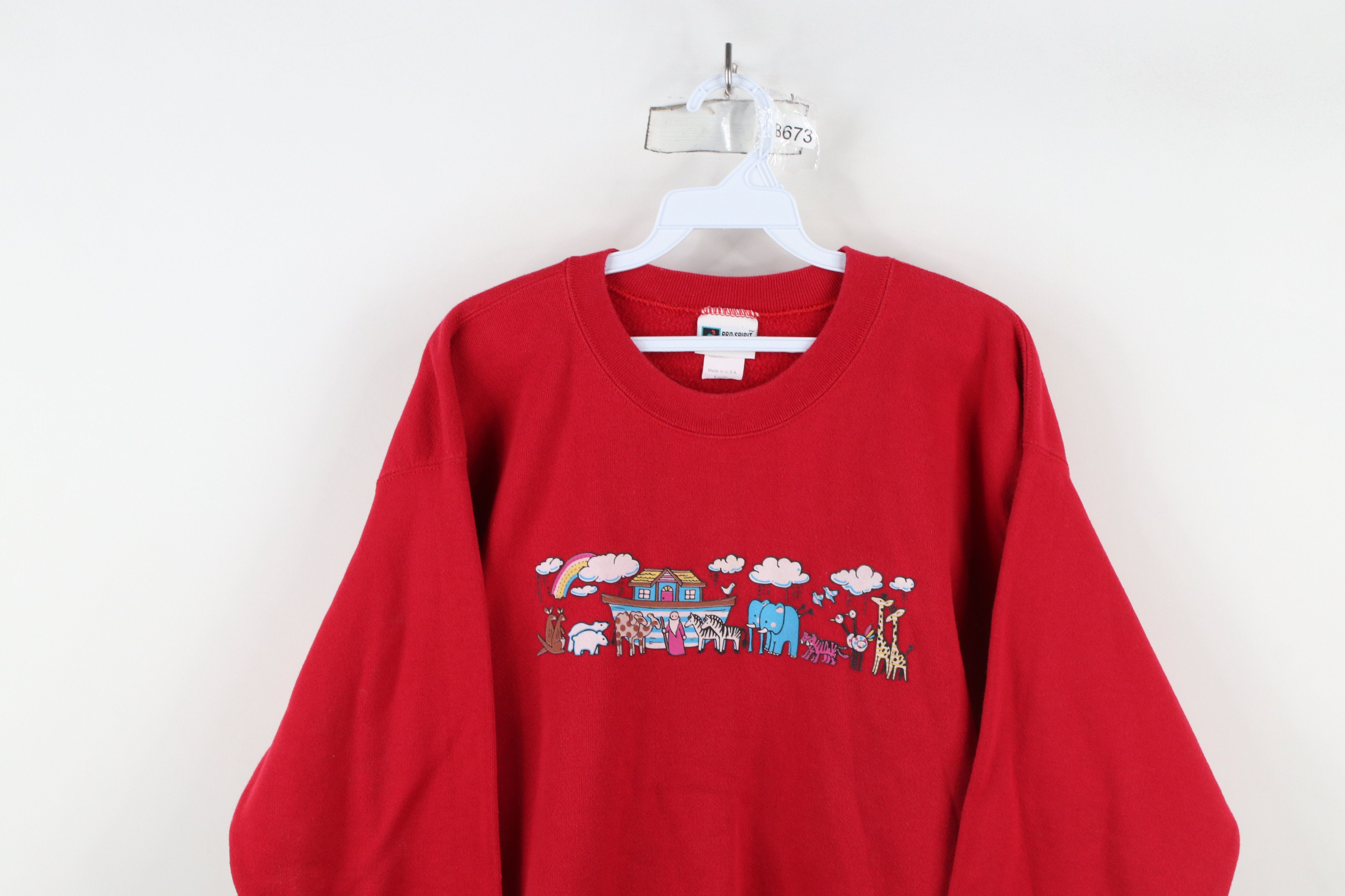 Vintage Vintage 90s Christian Noahs Animal Crewneck Sweatshirt USA Size L / US 10 / IT 46 - 2 Thumbnail