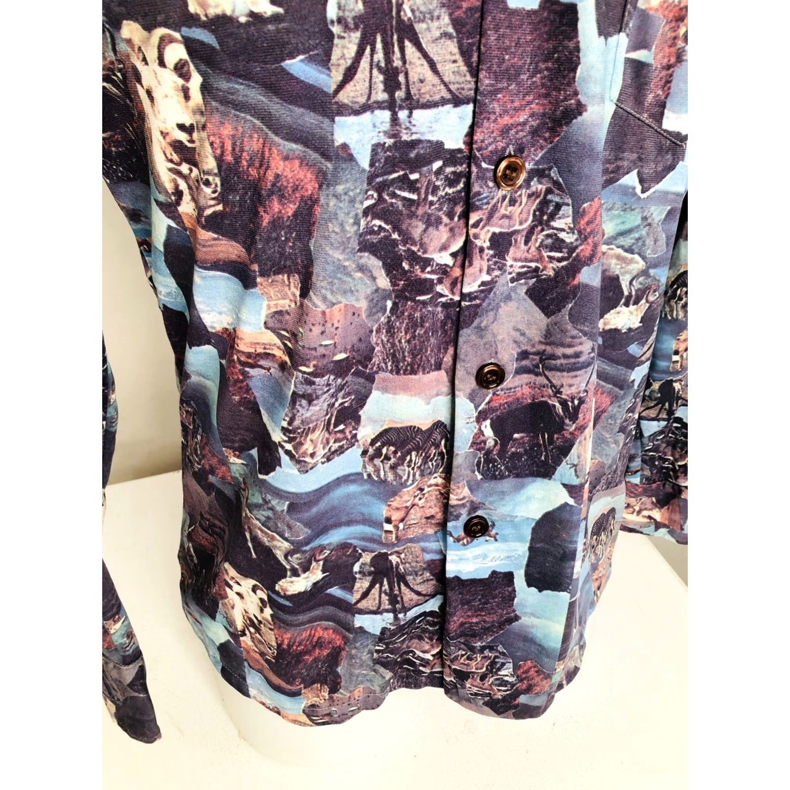 Sears SEARS Knit GOATS / ZEBRA WILDLIFE Shirt Md. M Multicolor Button-Up Long Sleeve Collared Mens Size US M / EU 48-50 / 2 - 4 Thumbnail