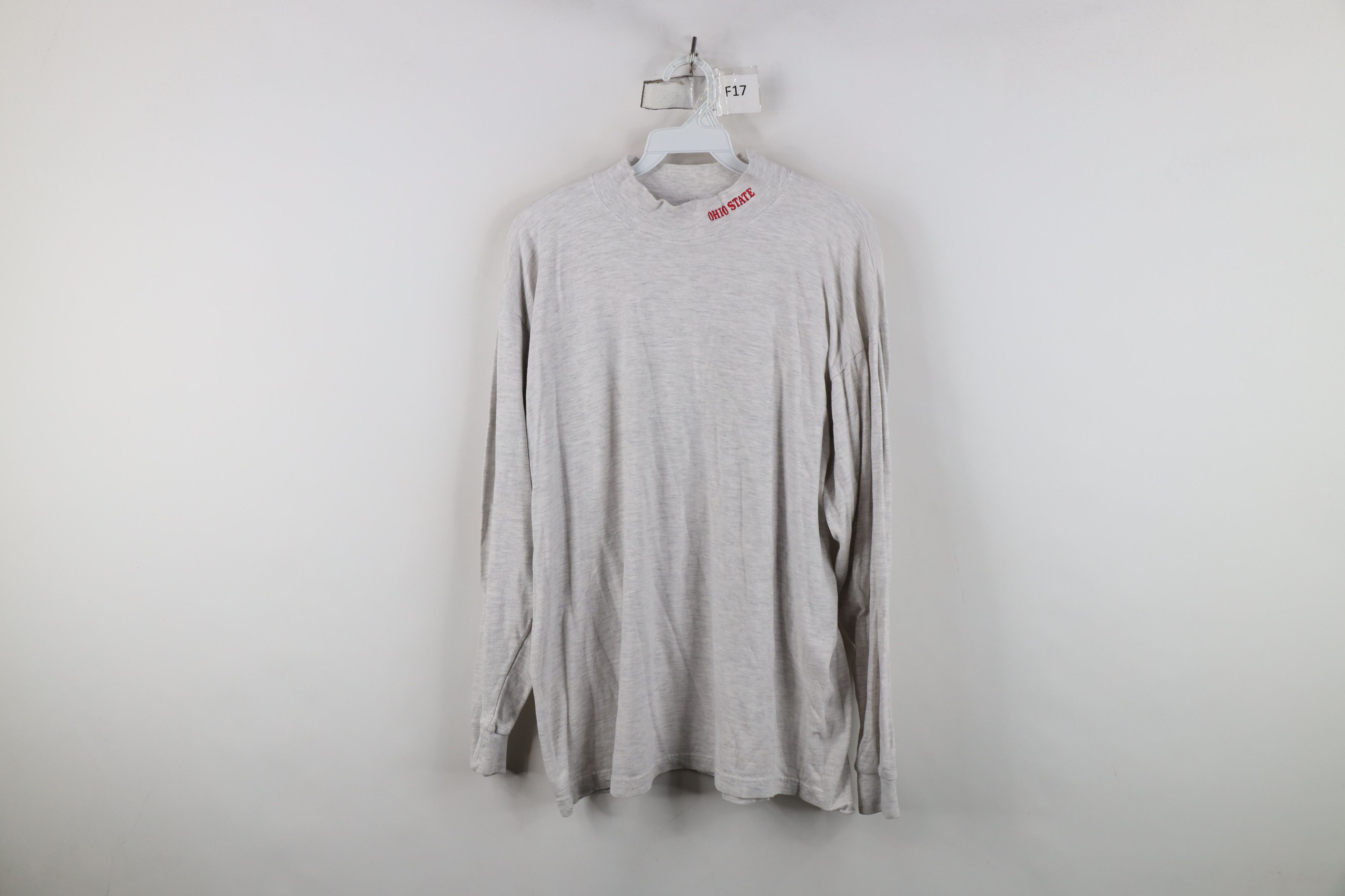 Vintage Vintage 90s Ohio State University Mock Neck T-Shirt Gray Size US L / EU 52-54 / 3 - 1 Thumbnail