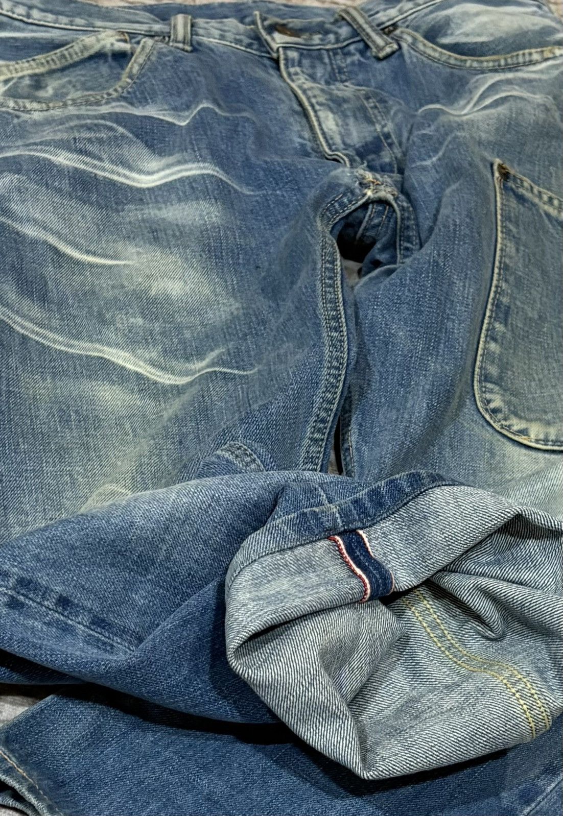 The Repack Bleach Denim Selvedge Carpenter Workwear Pants