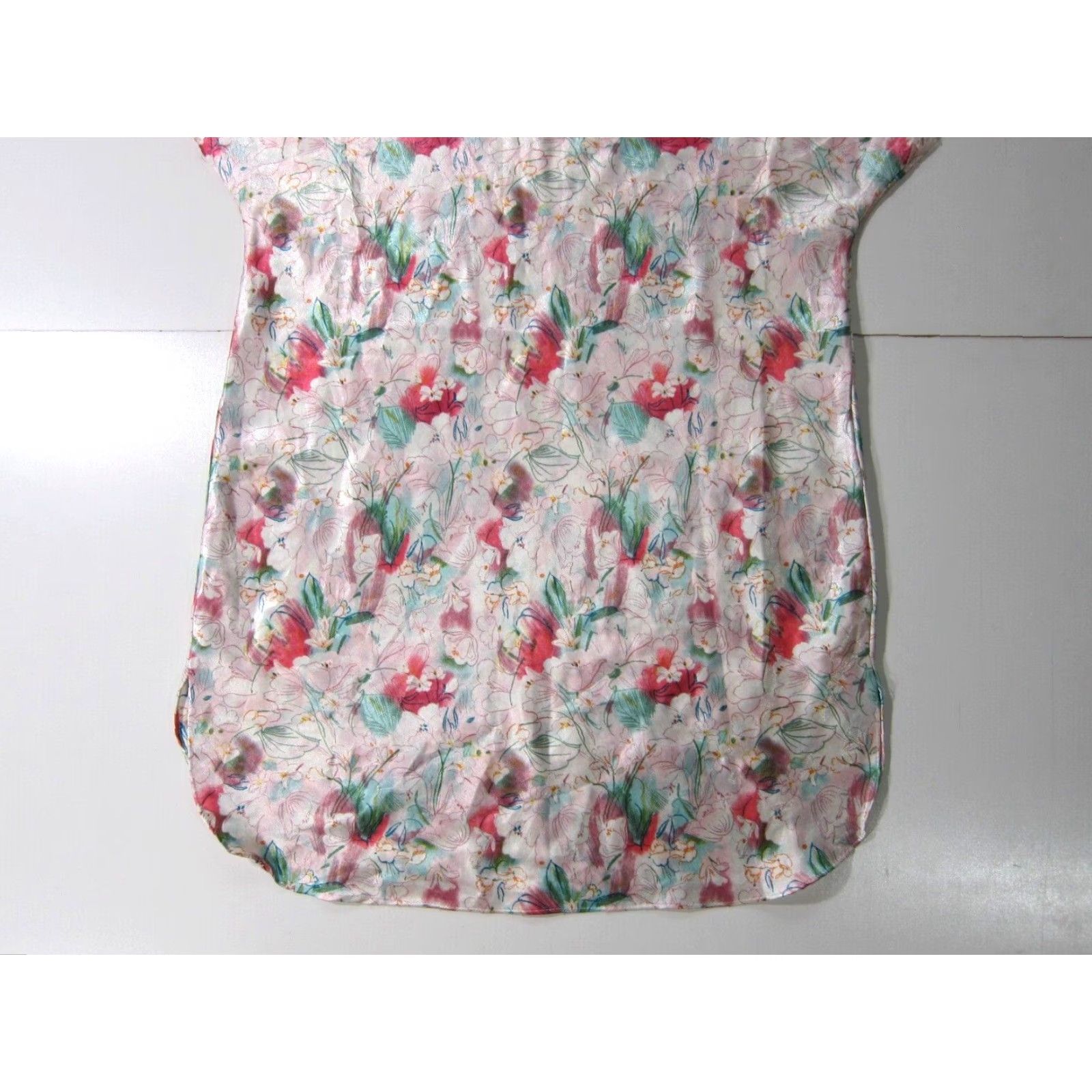 Pinko Vintage Sarah Bentley Intimates Pink Green Floral Lace V-Neck Cami Nightgown M Size ONE SIZE - 7 Thumbnail