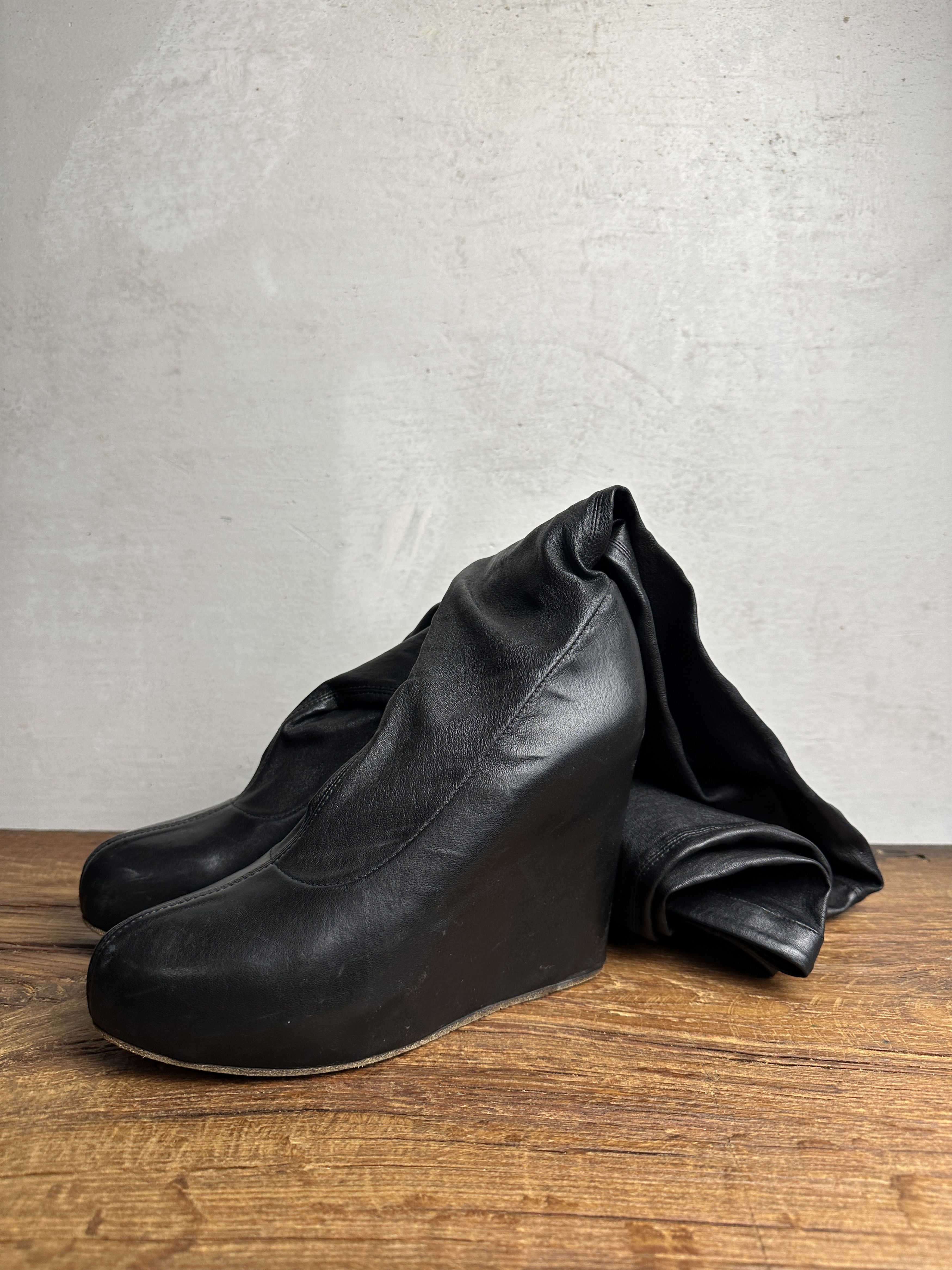 Maison Margiela MAISON MARTIN MARGIELA Leather Wedge Thigh Boots Size US 6 / IT 36 - 4 Thumbnail