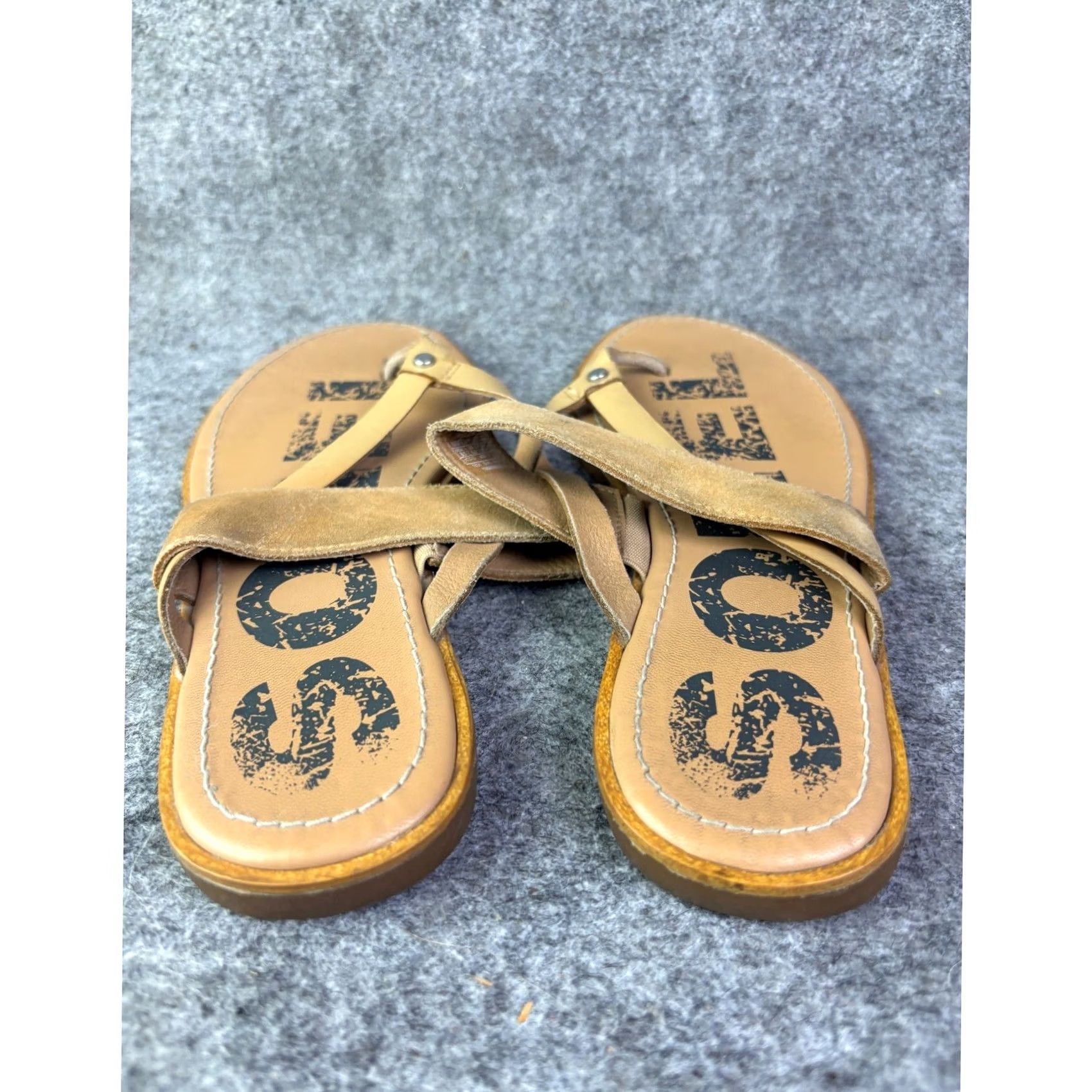 SOREL Sorel Ella Thong Sandals Womens 8.5 Tan Leather Suede Flat NL3529-246 Size US 9 / IT 39 - 3 Thumbnail