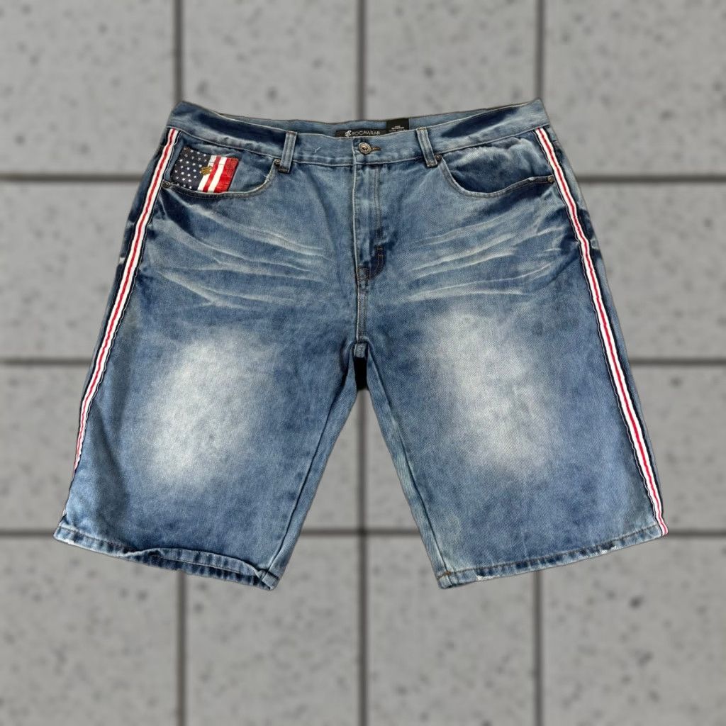 VINTAGE Rocawear Denim Shorts Mens Size 44 Blue Medium Wash Cotton Blend USA Y2K