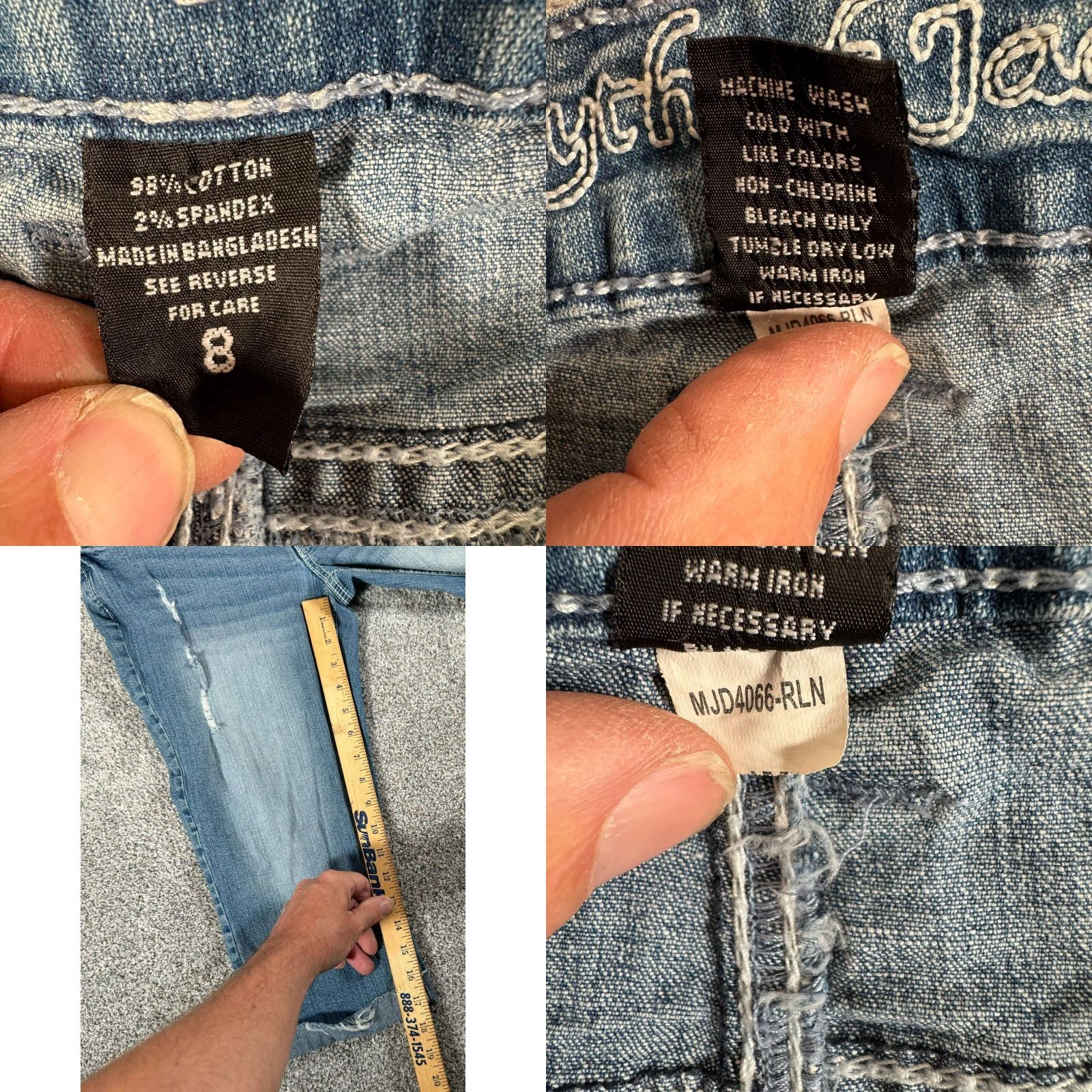 Etro VINTAGE Myth of Jade Capri Jeans Womens Size 8 Cuffed Distressed Grunge Streetwear 5-Pocket Denim Blue Size 30" / US 8 / IT 44 - 9 Thumbnail