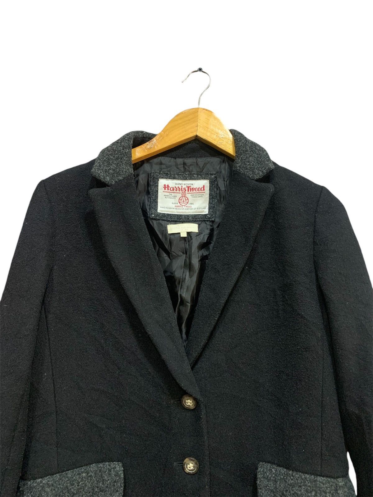 Harris Tweed × Japanese Brand Harris Twees Wool Parka Jacket Women Black Size S / US 4 / IT 40 - 3 Thumbnail