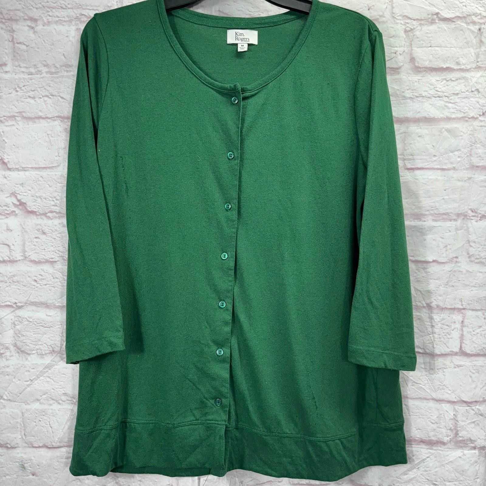 Other Kim Rogers Green Button-Up 3/4 Sleeve Cardigan Size Medium Size M / US 6-8 / IT 42-44 - 1 Thumbnail