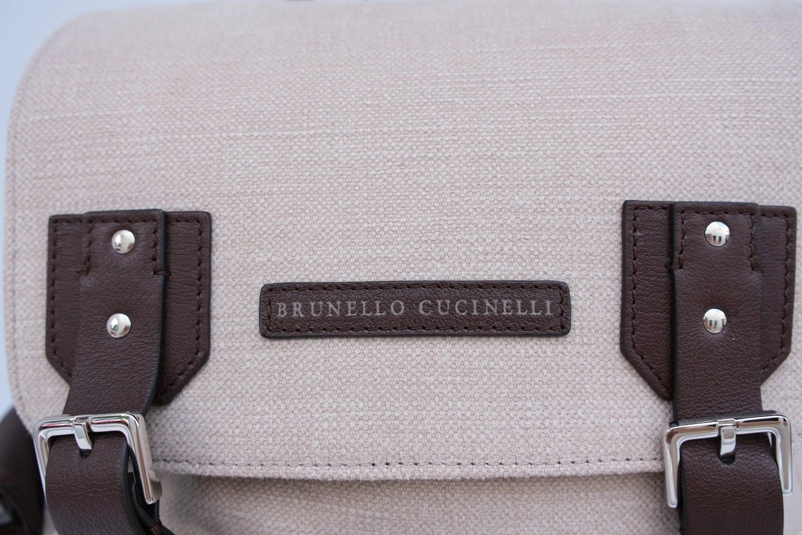 Brunello Cucinelli New Brunello Cucinelli Brown Beige Leather Travel Backpack Size ONE SIZE - 5 Thumbnail