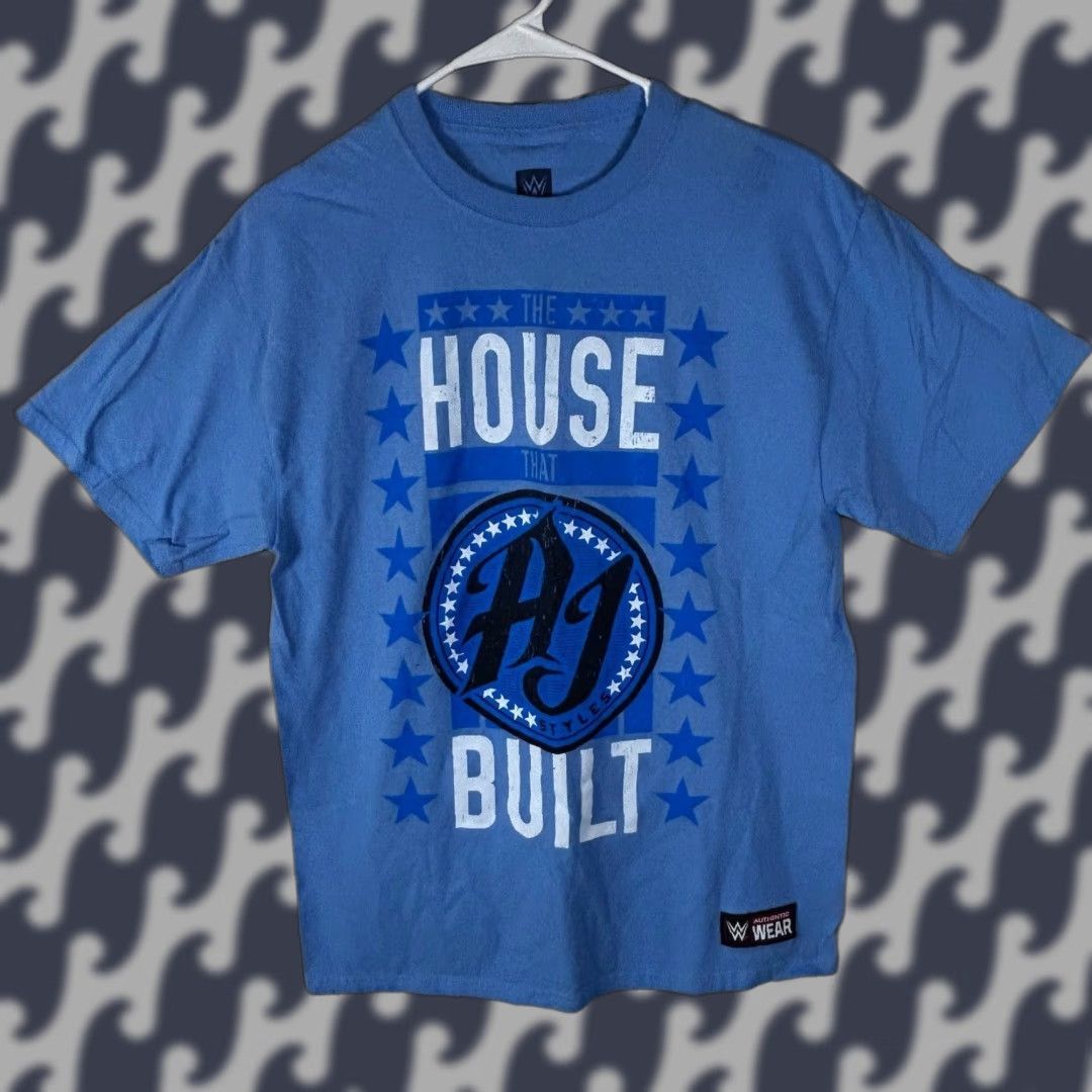 Vintage VINTAGE WWE AJ Styles The House That AJ Built T-Shirt Mens Medium Blue Wrestling Tee Size US M / EU 48-50 / 2 - 1 Thumbnail
