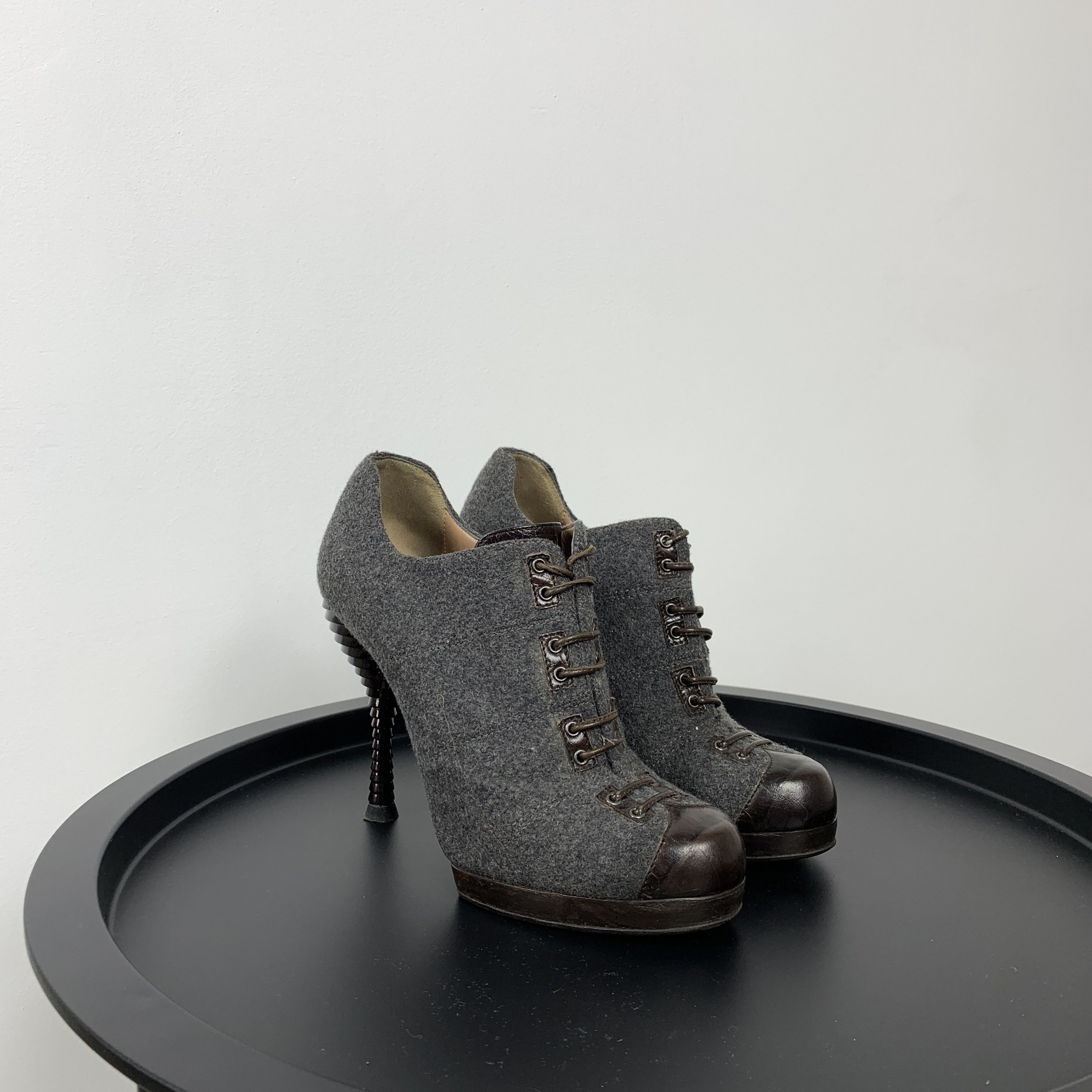 Emporio Armani Emporio Armani Grey Womens's Tweed Heels Shoes Size US 7.5 / IT 37.5 - 7 Thumbnail