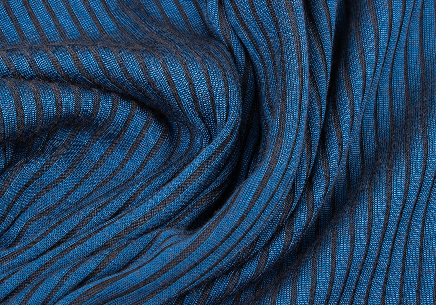 Jean Paul Gaultier Satin Color Ribbed Long Sleeve Polo Shirt in Blue Black Size US M / EU 48-50 / 2 - 16 Thumbnail