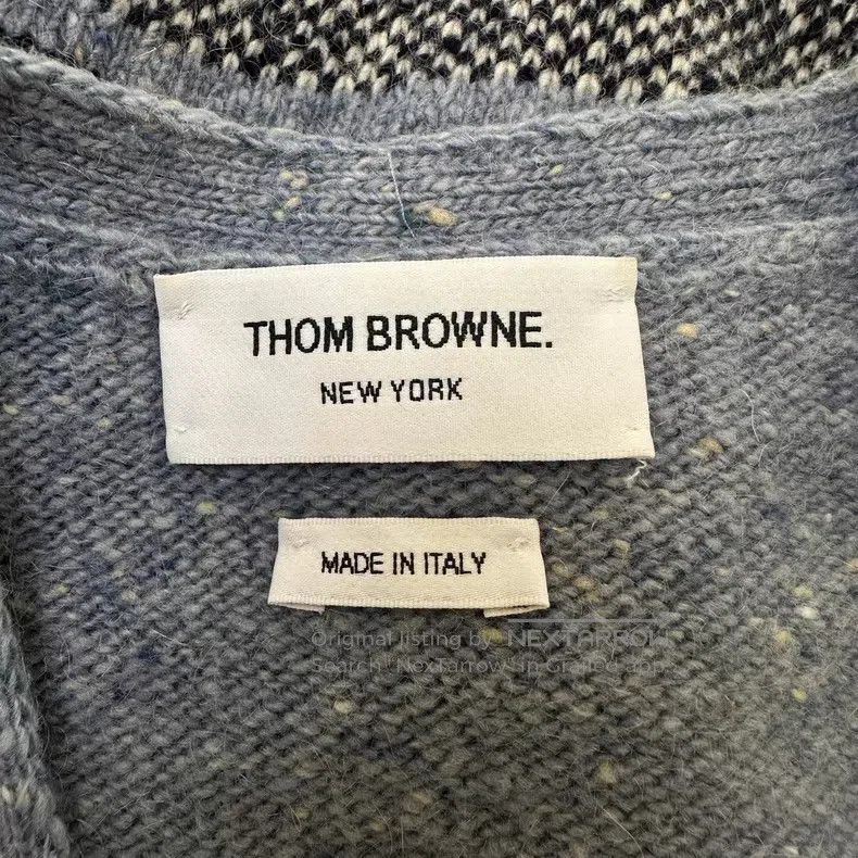 Thom Browne Thom Browne Blue-Grey Classic Logo Wool Cardigan Size US S / EU 44-46 / 1 - 7 Thumbnail