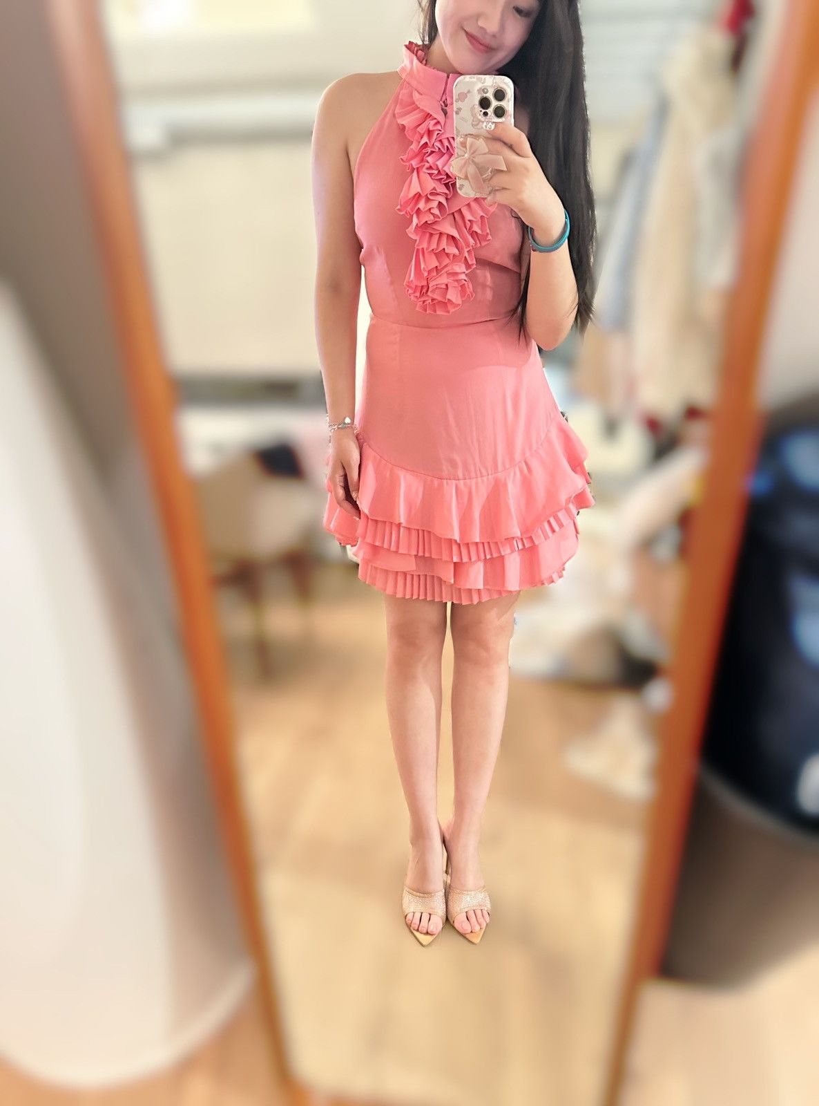 Other CMEO Pink ruffle halter neck mini dress size S Size S / US 4 / IT 40 - 3 Thumbnail