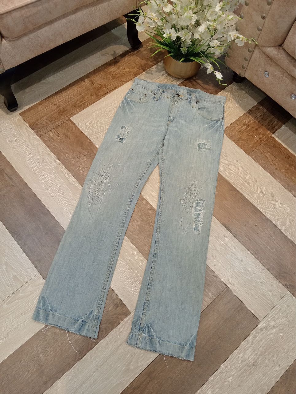 JUN MEN JAPANESE JUNMEN DISTRESSED JEANS - SIZE L Size US 34 / EU 50 - 2 Thumbnail