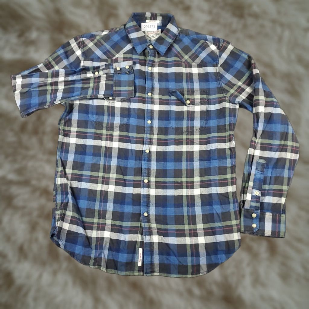 Lucky Brand Lucky Brand Shirt Mens Medium Blue Plaid Western Pearl Snap Button Long Sleeve Casual Workwear 90s Western Mens Size US M / EU 48-50 / 2 - 1 Thumbnail