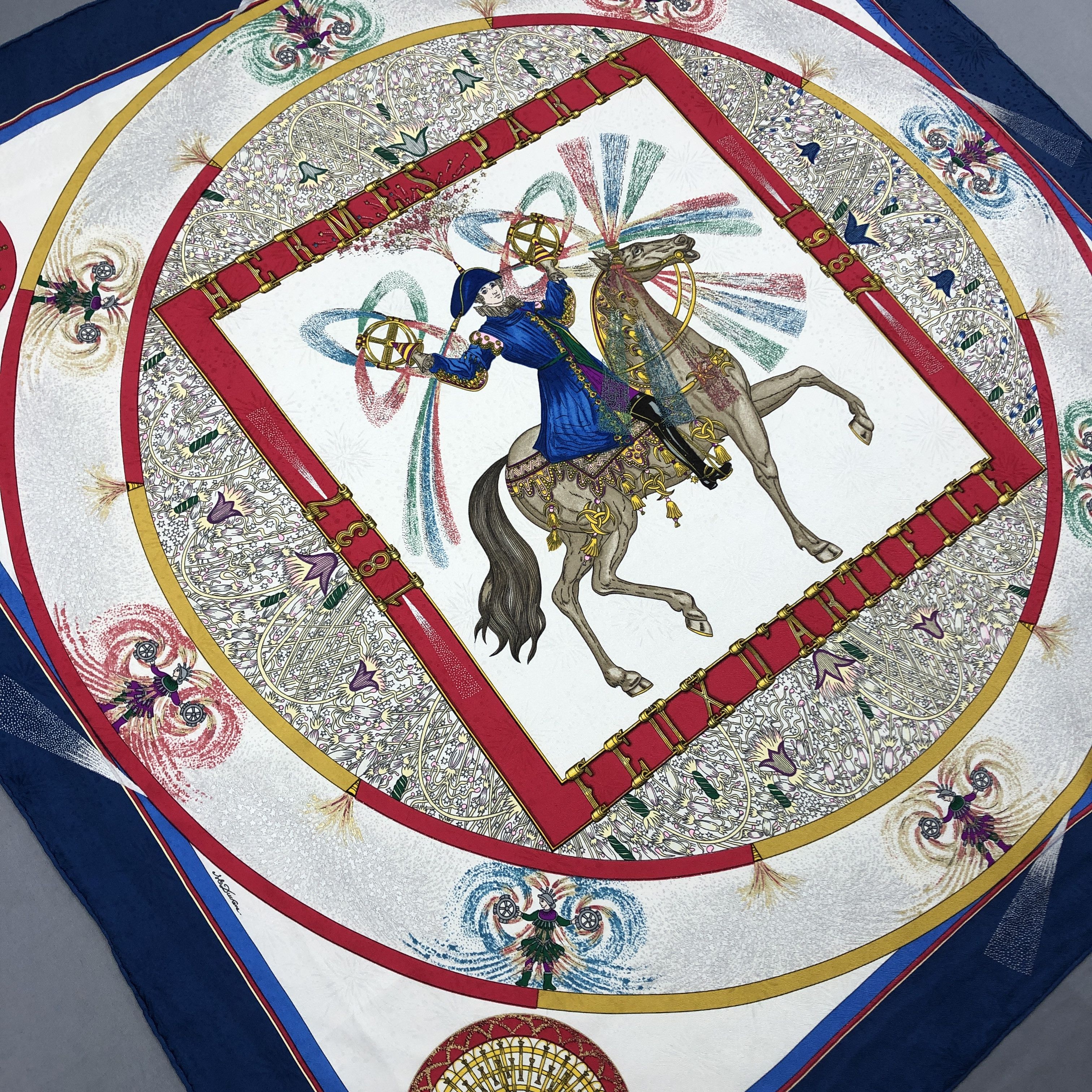 Hermes × Vintage Vintage Hermes Paris SILK Scarf Feux D'Artifice Stole Wraps Size ONE SIZE - 4 Thumbnail