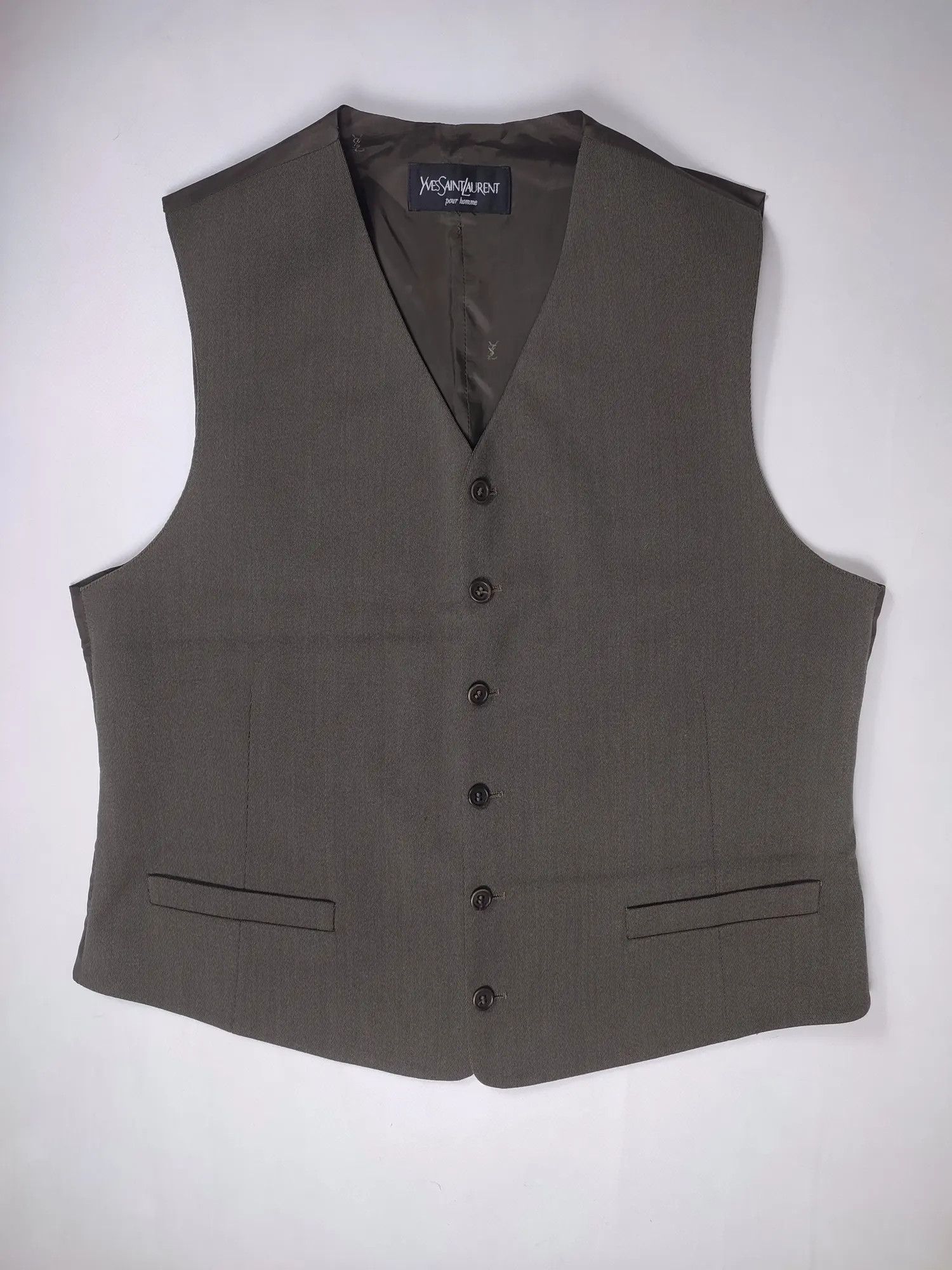 Yves Saint Laurent YSL khaki wool suit vest Size 38R - 2 Thumbnail