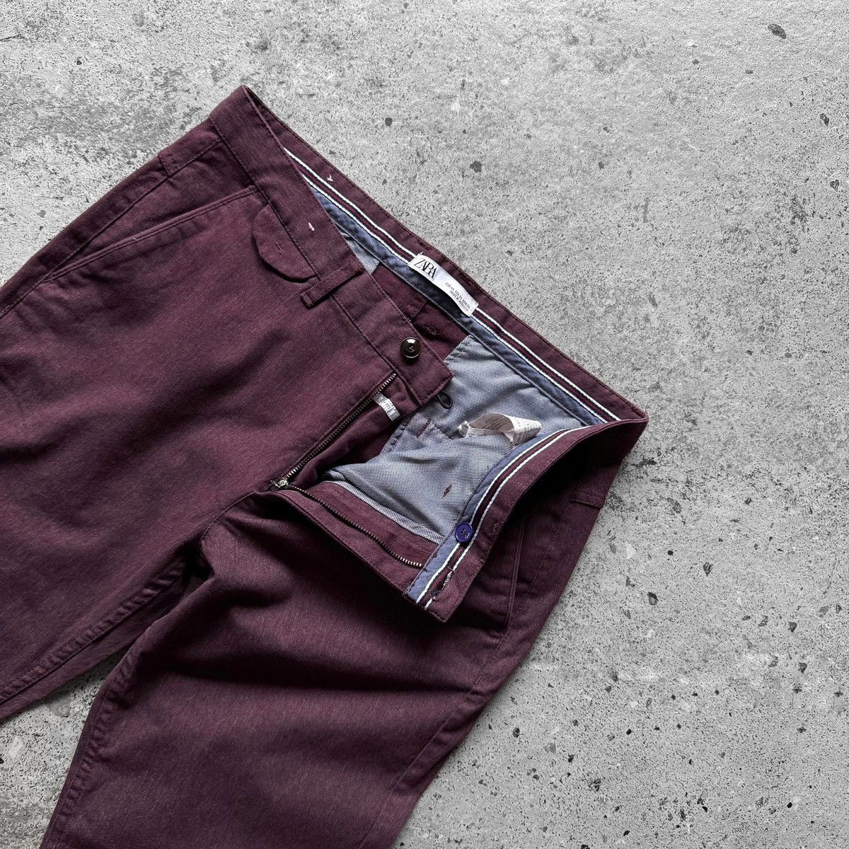 Zara Zara Man Burgundy Slim Fit Chino Trousers Zipper Closure Size US 32 / EU 48 - 3 Thumbnail