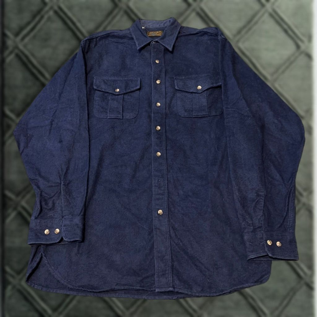 Eddie Bauer VINTAGE Eddie Bauer Cotton Soft Knit Button Down Long Sleeve XL Tall Blues Shirt Mens Size US XL / EU 56 / 4 - 1 Thumbnail