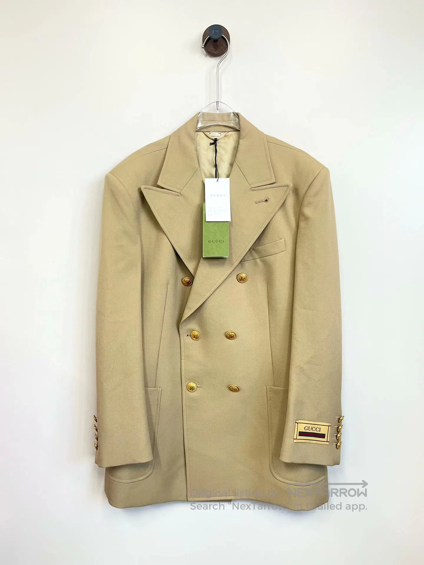 Gucci Guicci Khaki Gold Button Sleeve Label Suit Jacket| Size US S / EU 44-46 / 1 - 1 Thumbnail