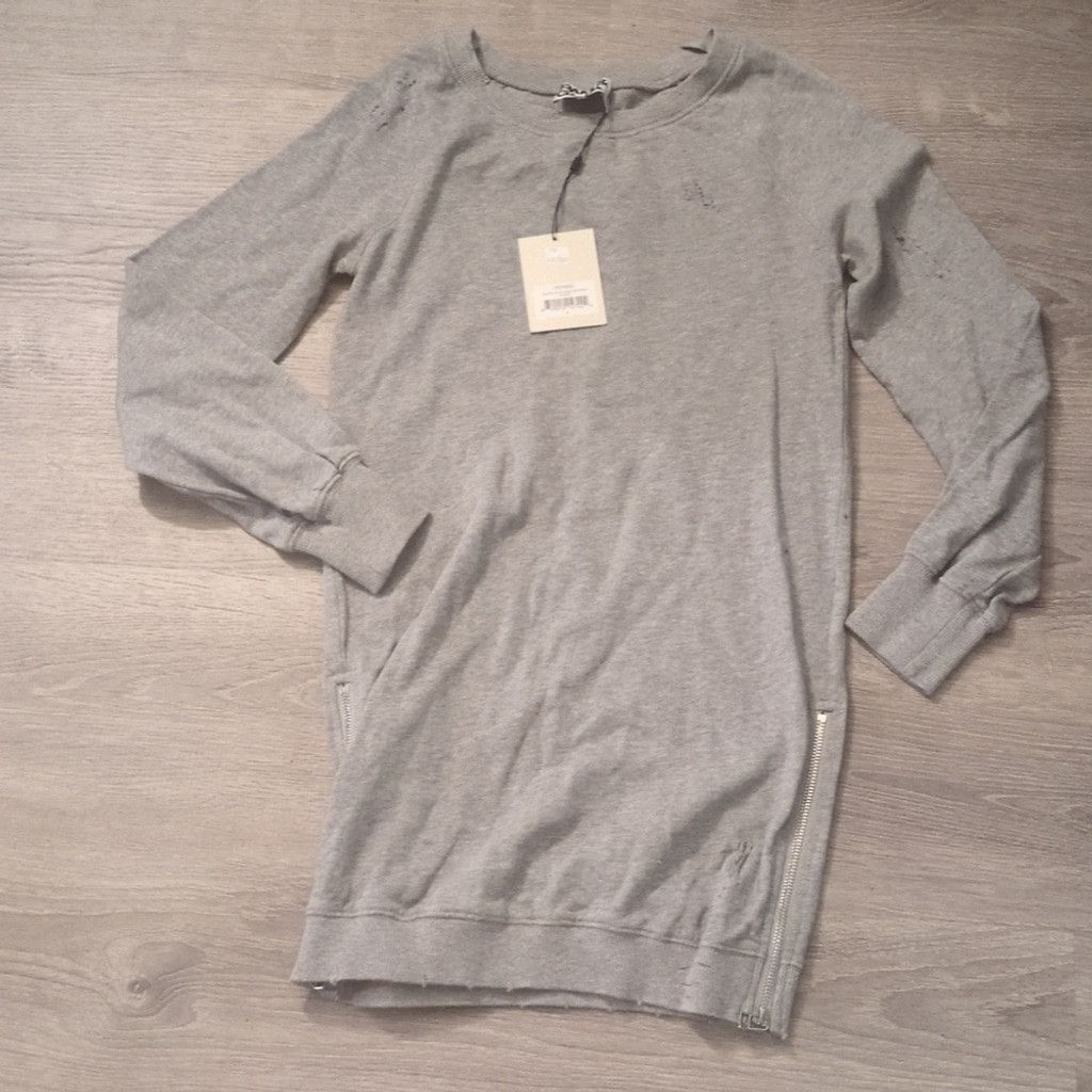 Pam & Gela Pam & Gela Destroyed Off The Shoulder Gray Dress Size P Size ONE SIZE - 3 Thumbnail