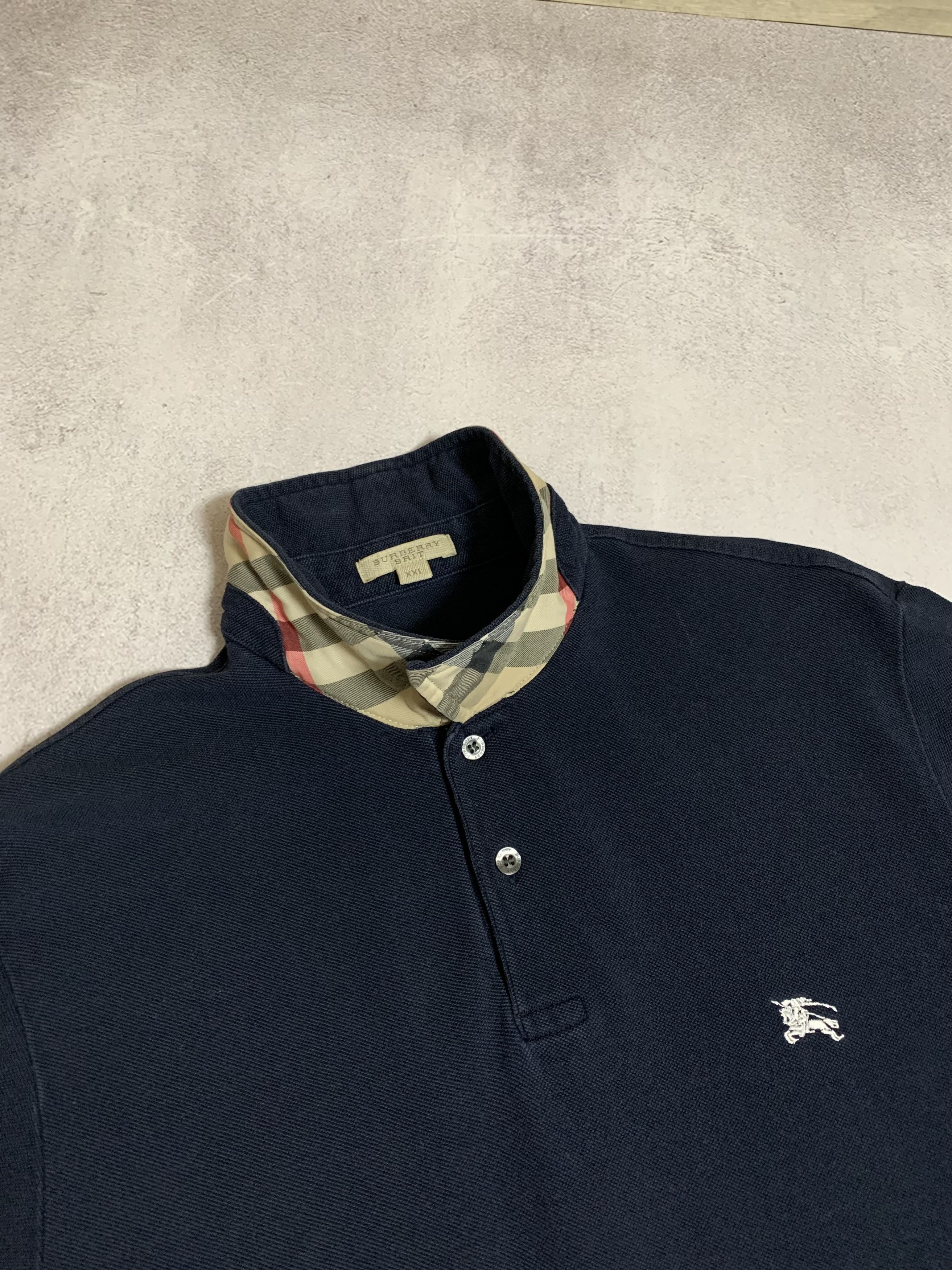 Burberry × Vintage Vintage Burberry Brit Polo Rugby T Shirt White Logo 90s Size US XXL / EU 58 / 5 - 3 Thumbnail