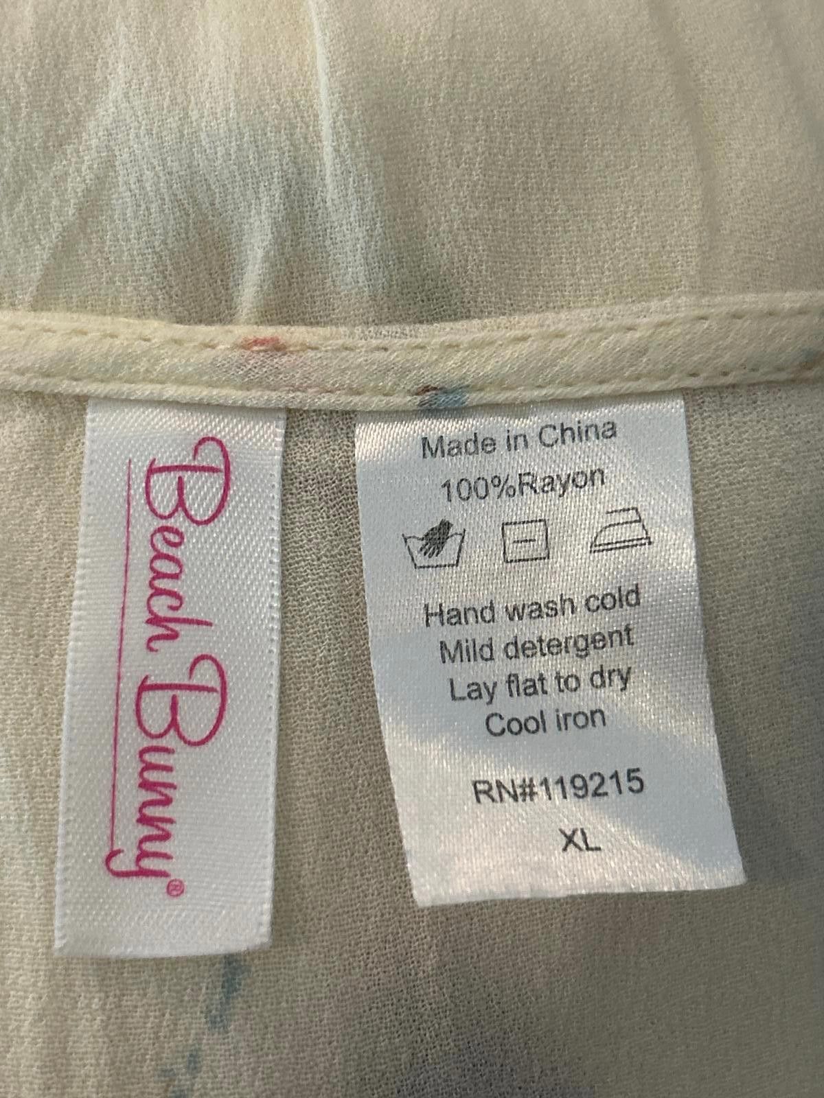 Designer Beach Bunny Niko Romper Size XL Cream Floral Button Front Size 40" / US 18 - 6 Thumbnail