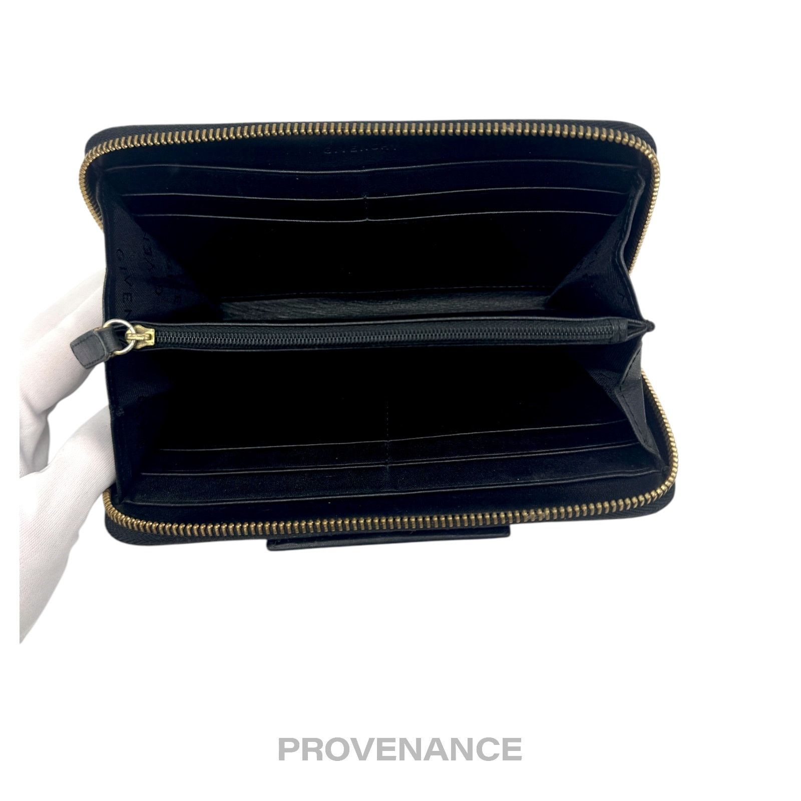 Givenchy 🔴 Givenchy Logo Zip Long Wallet - Black Grained Leather Size ONE SIZE - 6 Thumbnail