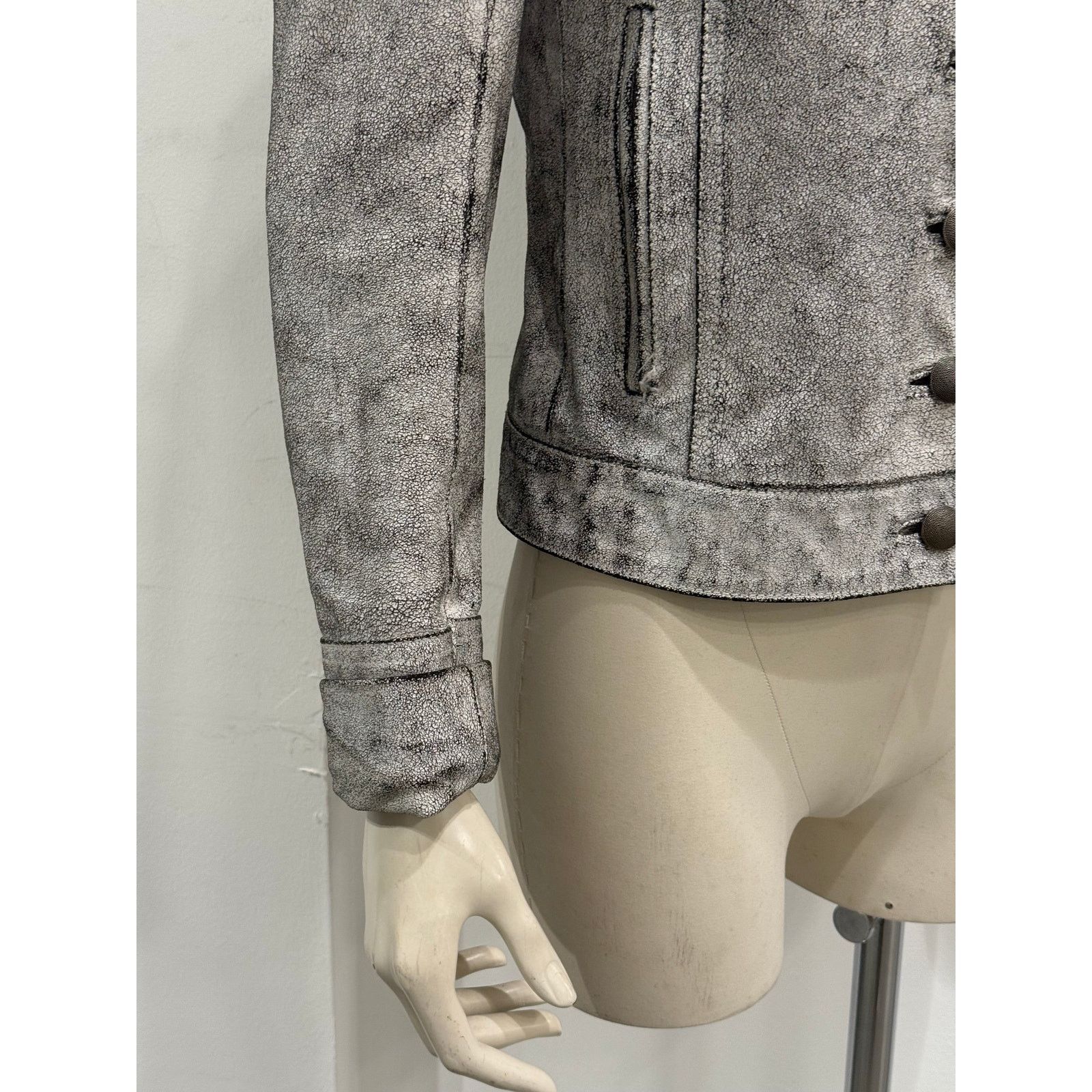 Ann Demeulemeester S/S2002 Ann Demeulemeester runway cracked Napoleon jacket Size XS / US 0-2 / IT 36-38 - 2 Thumbnail